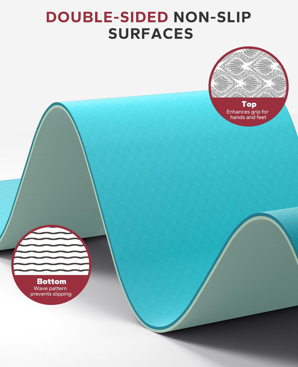 HAPBEAR Large Yoga Mat - 72"x36"x6mm (1/4 inch), Extra Wide Non-Slip Exercise Mat for Home Workout, Yoga, Pilates & Stretching, Durable, Includes Carry Bag