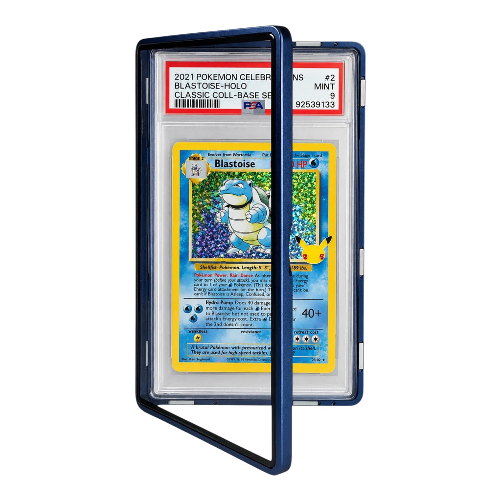Metal PSA Slab Bumper Case UV Resistant- Safeguard Stackable Magnetic Aluminum Metal Case For Graded Cards (Black)