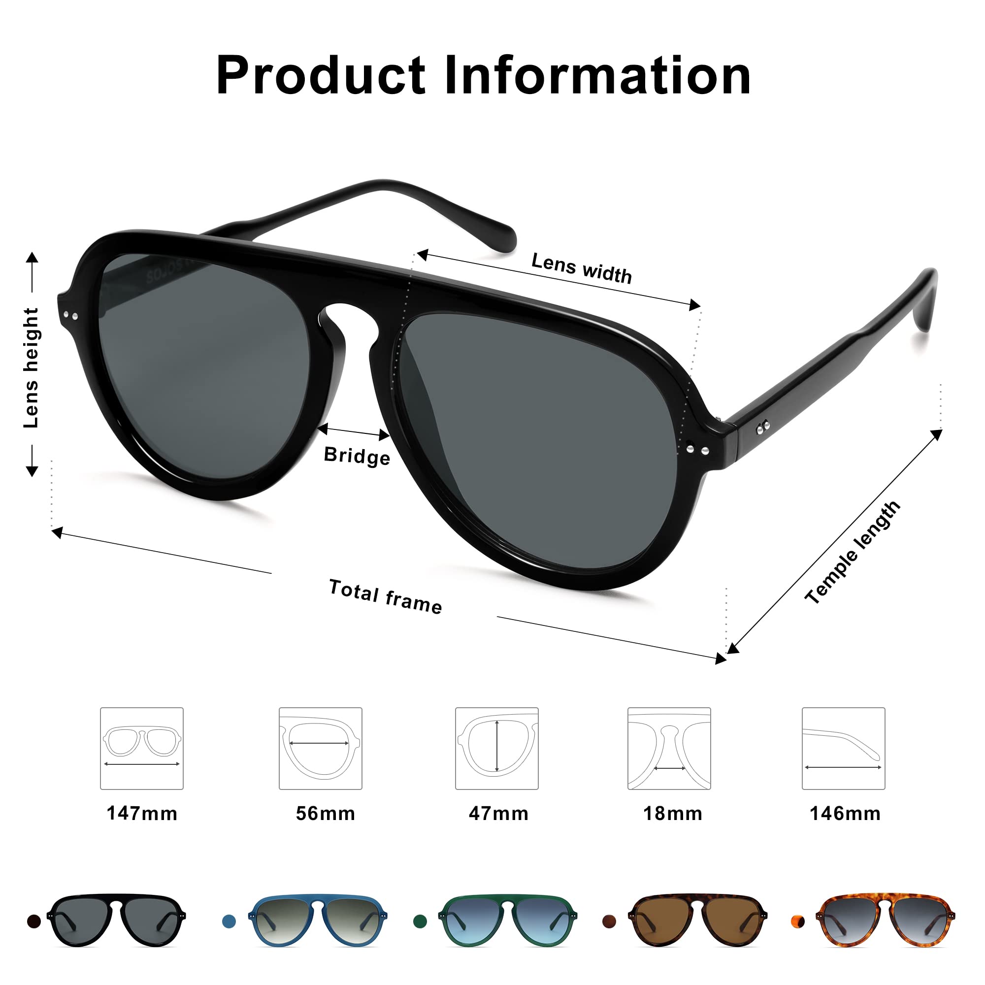 SOJOS Retro Aviator Sunglasses Womens Mens Vintage Plastic Frame Shades Lentes De Sol Para Mujer SJ2255