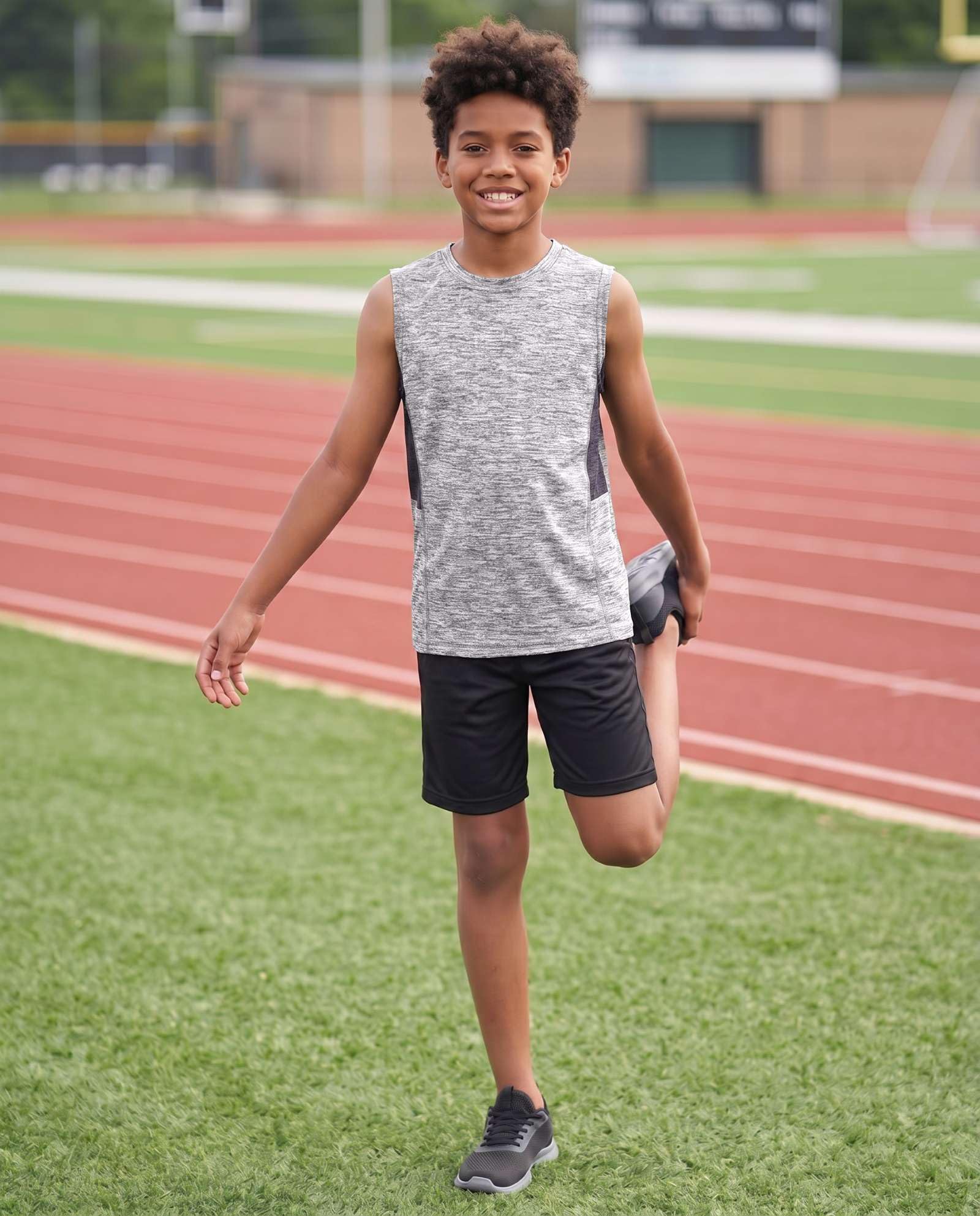 Real Essentials 5 Pack: Boys Dry-Fit Active Athletic Performance Tank Top