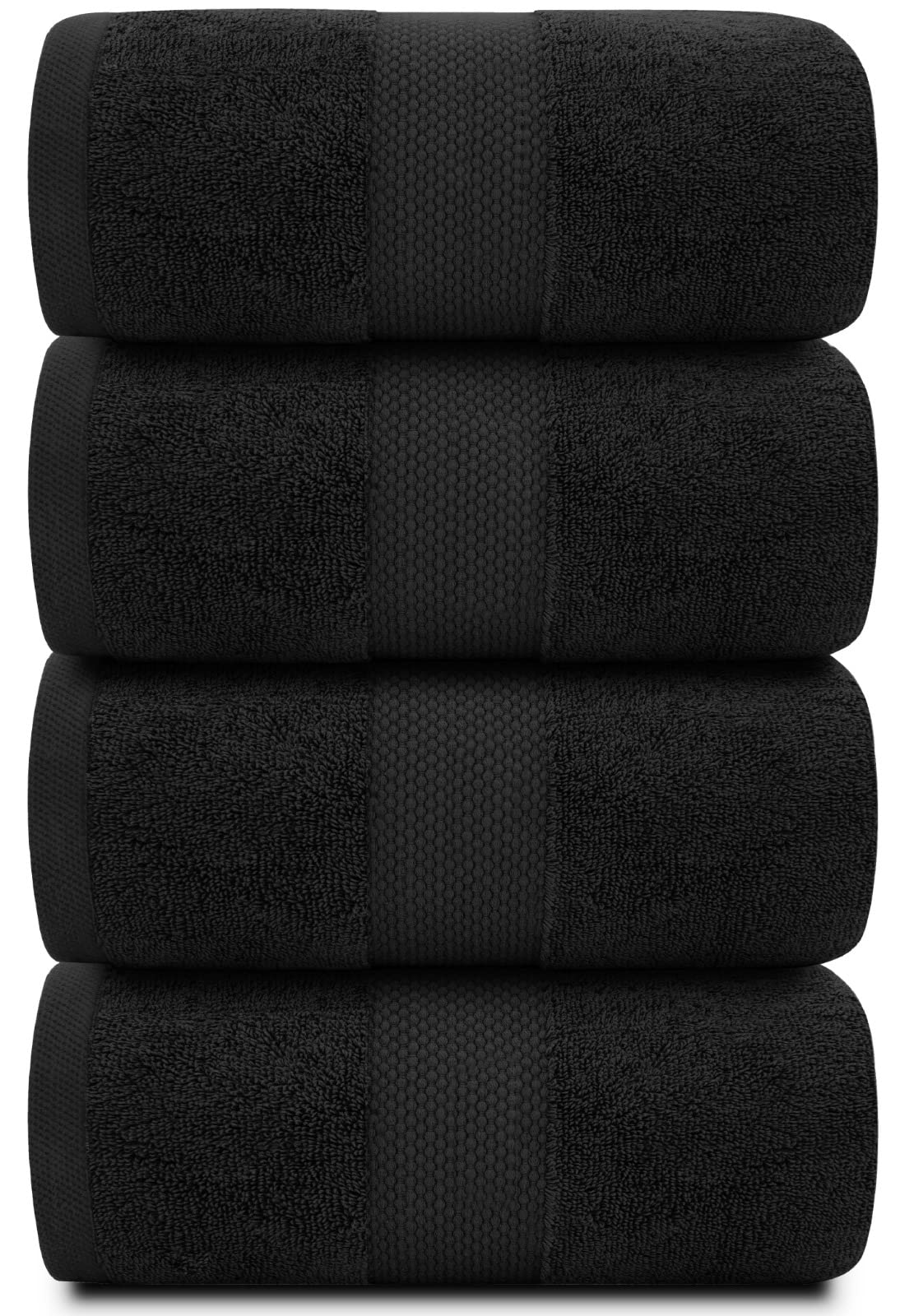 White Classic Luxury Bath Towels Set of 4 Large - 700 GSM Turkish Cotton Ultra Soft Bath Towels 27x54 | Highly Absorbent and Quick Dry | Hotel Towels for Bathroom Luxury, Plush Shower Towels, White
