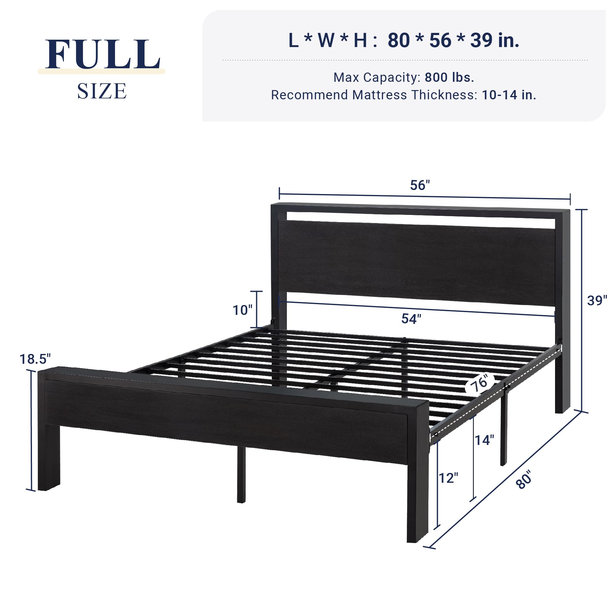 Allewie Twin Size Platform Bed Frame with Wooden Headboard and Footboard, Heavy Duty Metal Slats Support, No Box Spring Needed, Under-Bed Storage, Noise Free, Easy Assembly, Black Oak