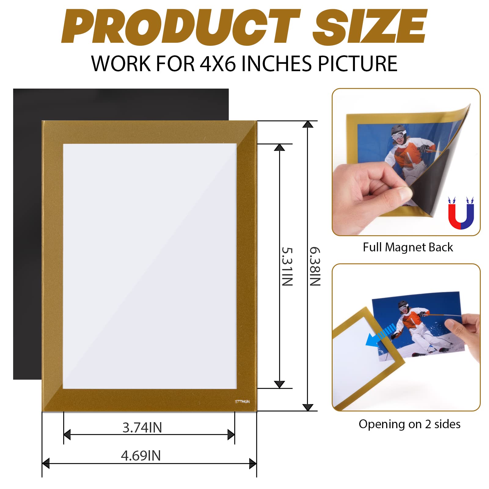 STTMGN Magnetic Picture Frames with Black Border(2.5"X3.5",12 Pack),Mini Wallet Size Magnet Photo Sleeves Pockets/Holder,Decorations for Home/Office/School/Classroom/Party