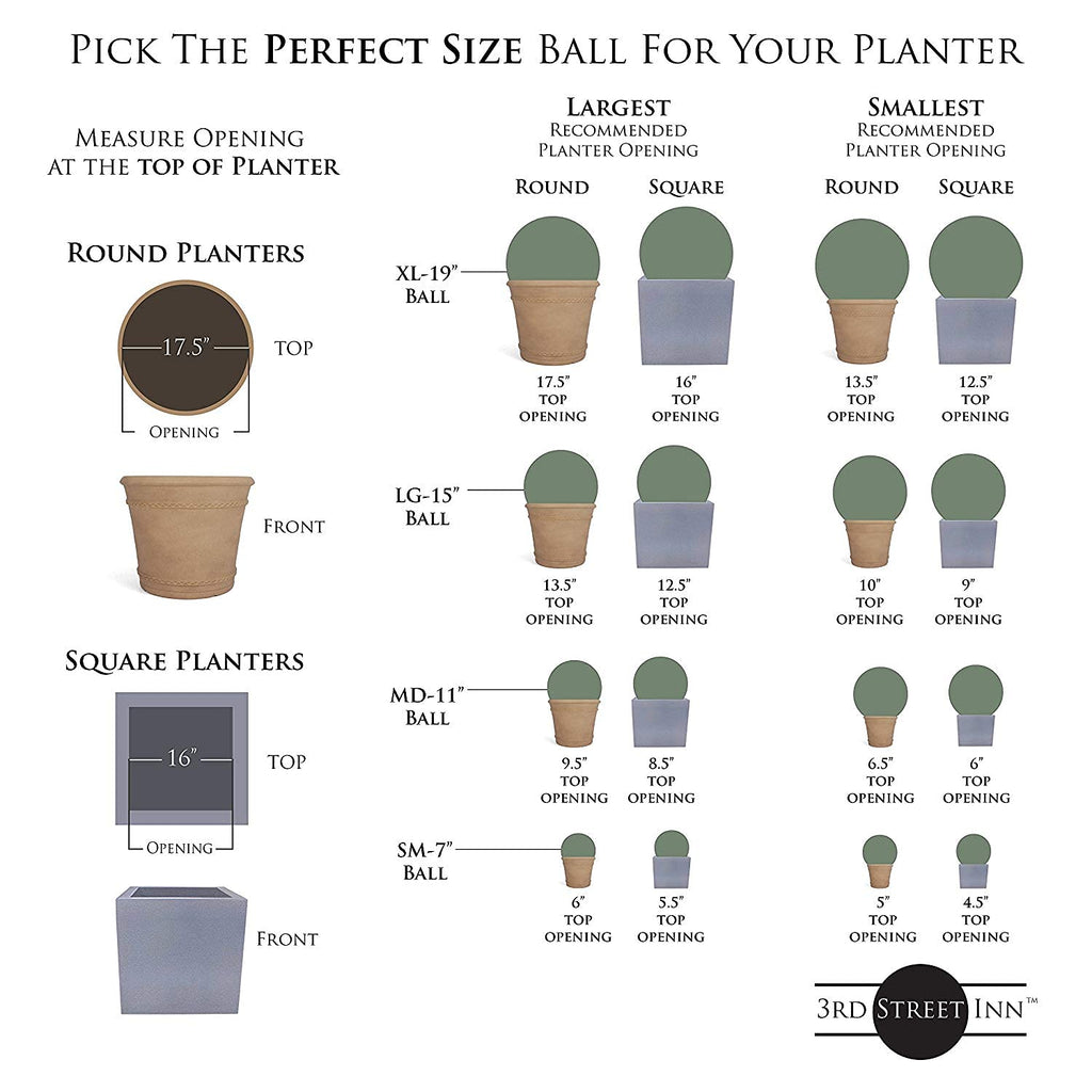 3rd Street Inn XL Baby's Breath Topiary Ball - Artificial Plant Set - Indoor/Outdoor Wedding Party Decor - Faux Foliage Garden Sphere - Tree and Bush Substitute (19")