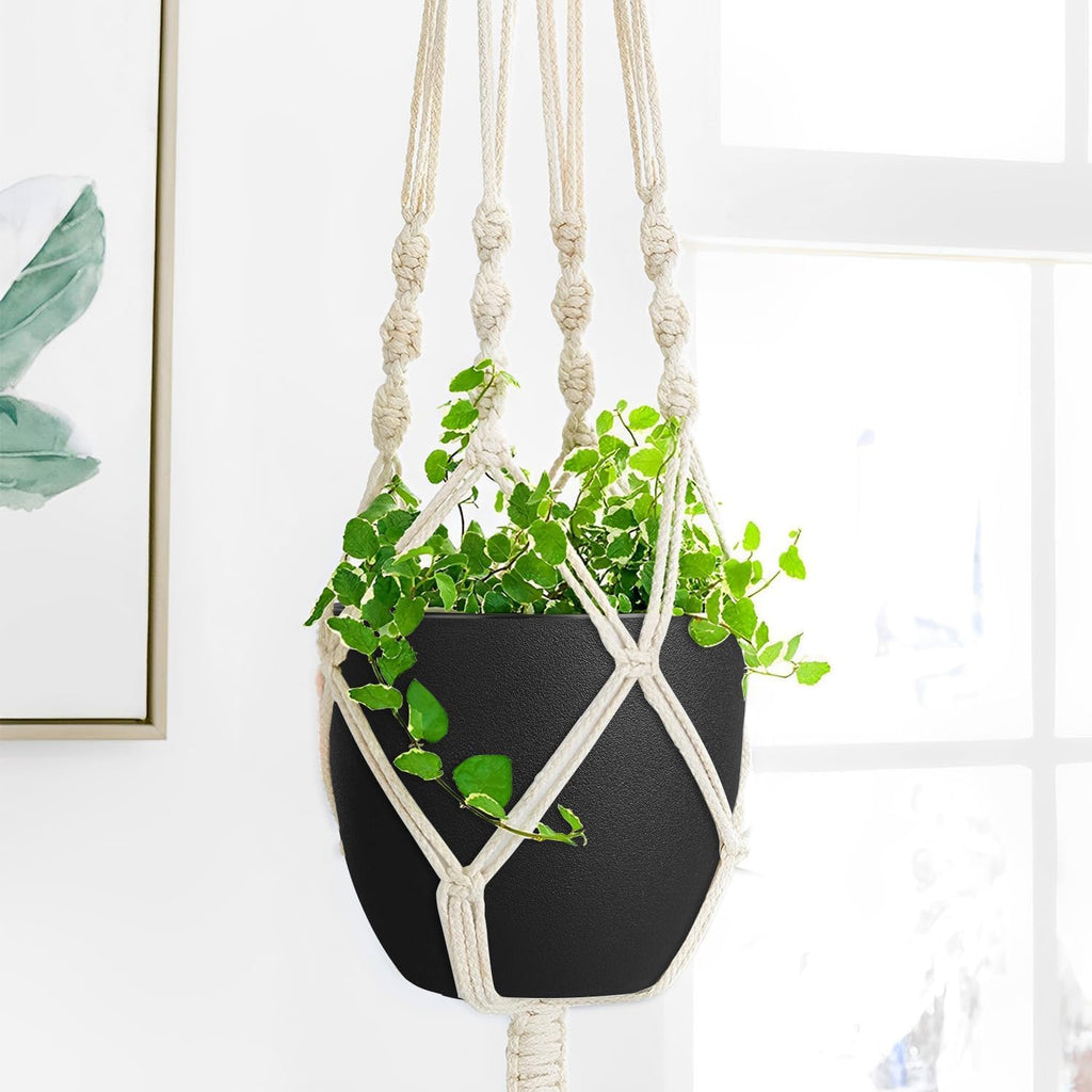 Ferlypote Plant Pots 8 Inch Set of 2, Flower Pots with Multi Mesh Drainage Holes, Planters for Indoor Outdoor Garden Plants and Flowers (Black)