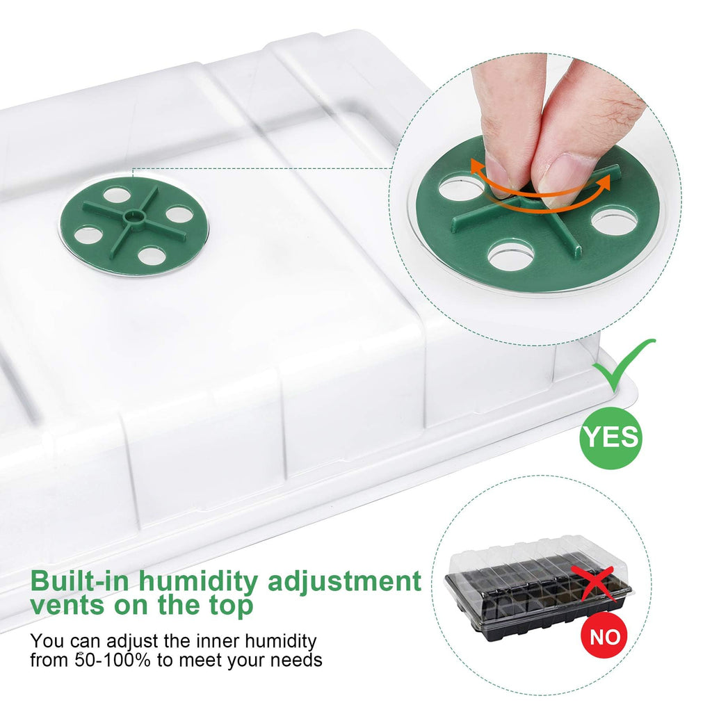 MIXC Seed Starter Tray with Lights, 2 Packs Mini Propagator Plant Grow Kit Greenhouse with Humidity Vented Domes and Base for Seeds Starting, Black