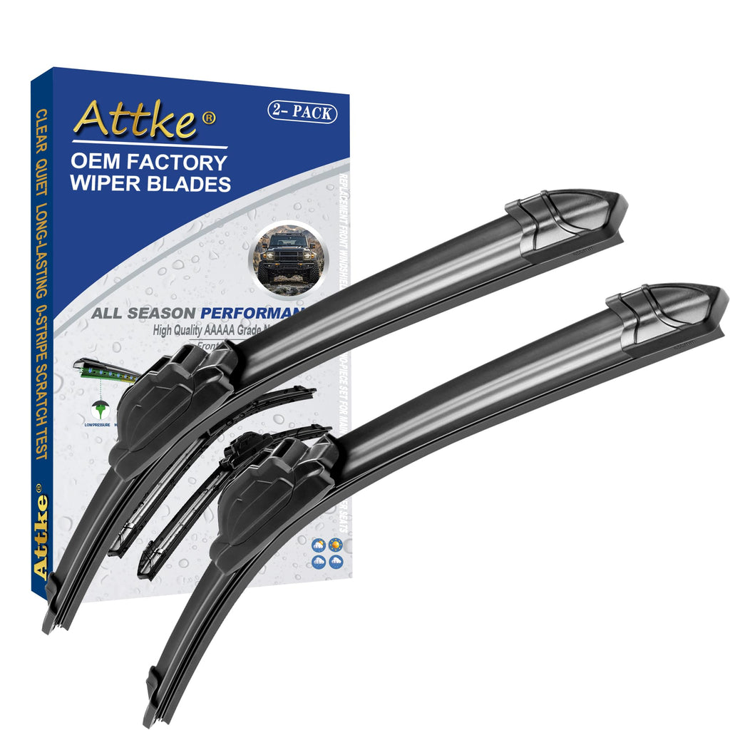 ATTKE OEM Quality Front Windscreen Wiper Blades for Jeep Wrangler 1997-2006/Porsche 911 1978-1994/Suzuki Samurai 1986-1995 (13″+13″ Front Windshield Wiper Blade Set)