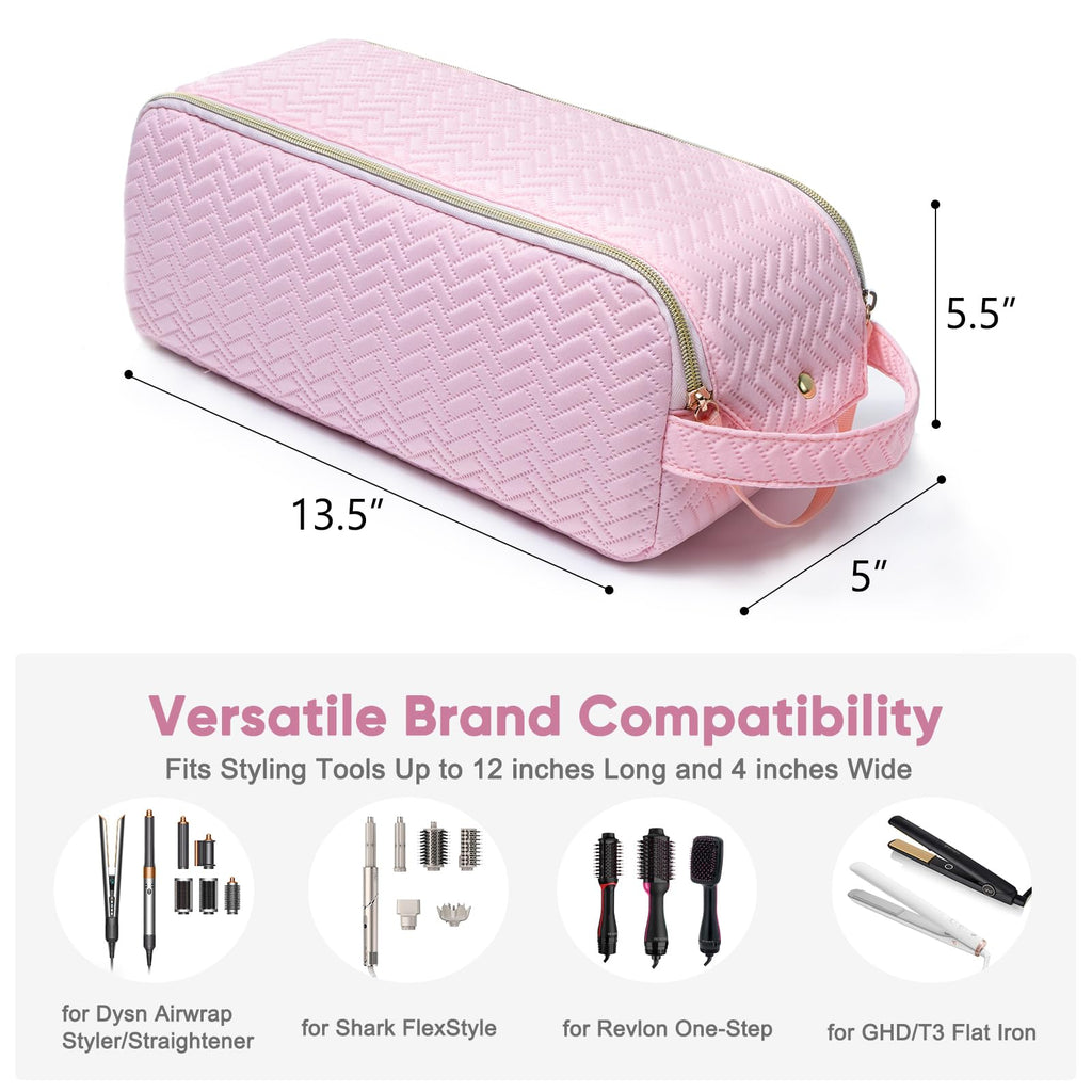 Large Hair Tools Travel Bag with Iron Mat - 2in1 Hair Tools Organizer for Hair Dryer Brush, Flat Irons, Straighteners, Curling Irons, Hair Bag, Makeup Bag, Cosmetic Bag for Travel Essentials
