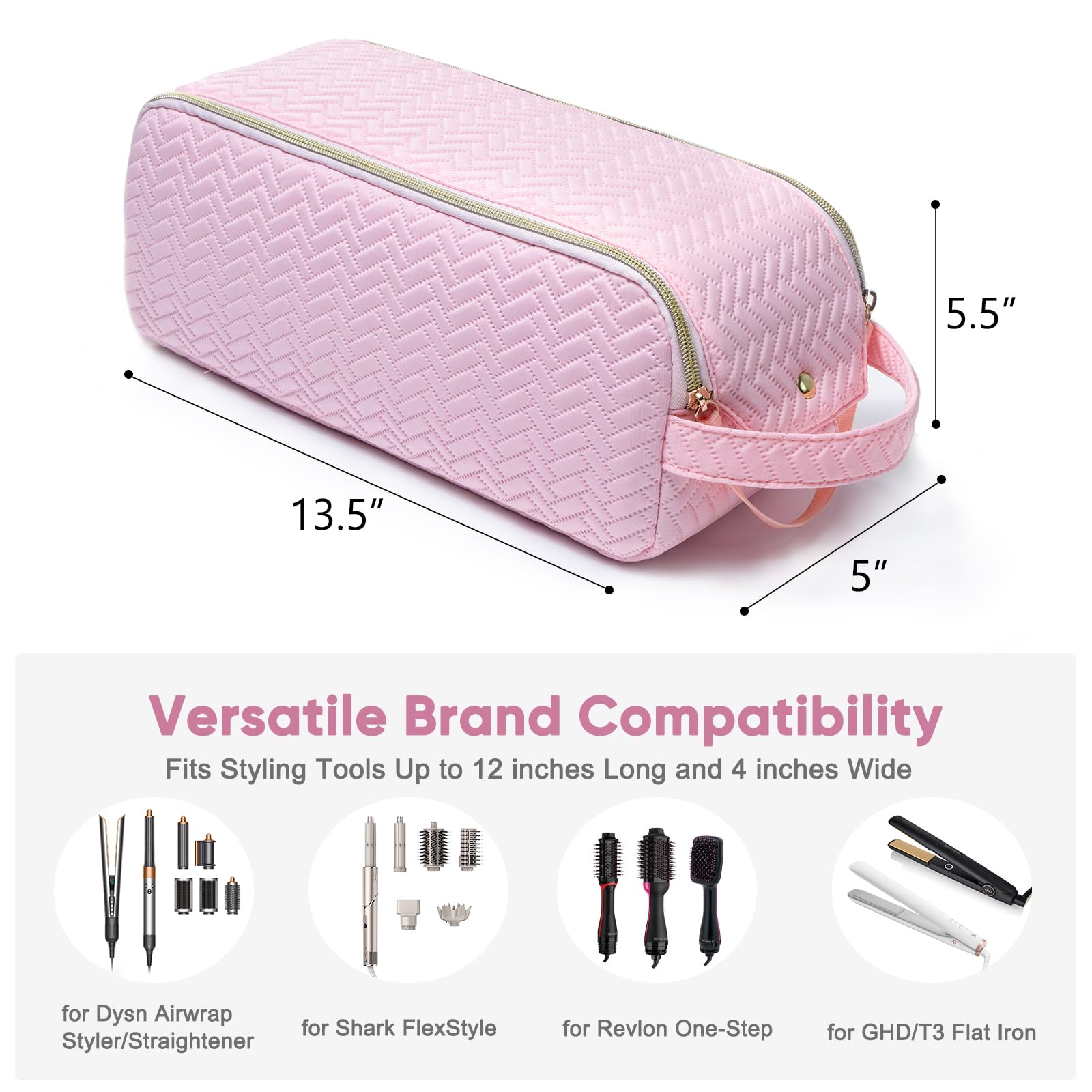 Large Hair Tools Travel Bag with Iron Mat - 2in1 Hair Tools Organizer for Hair Dryer Brush, Flat Irons, Straighteners, Curling Irons, Hair Bag, Makeup Bag, Cosmetic Bag for Travel Essentials