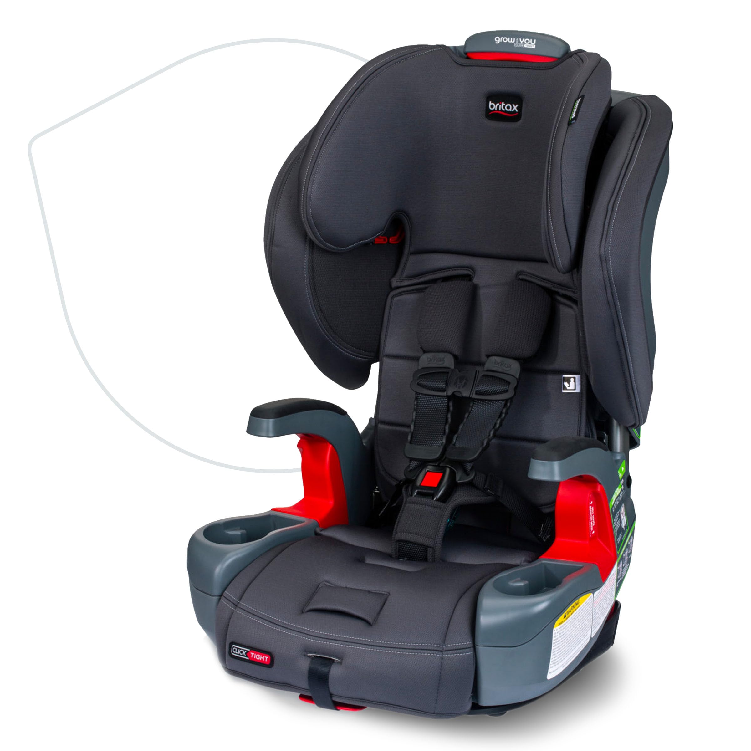 Britax Grow with You ClickTight Harness-2-Booster Car Seat, 2-in-1 High Back Booster, Black Contour