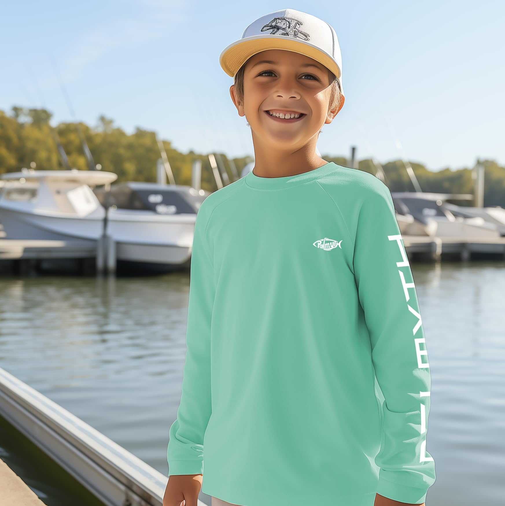 Palmyth Boys Fishing Shirt Youth Long Sleeve T-Shirt UPF 50+ Sun Protection