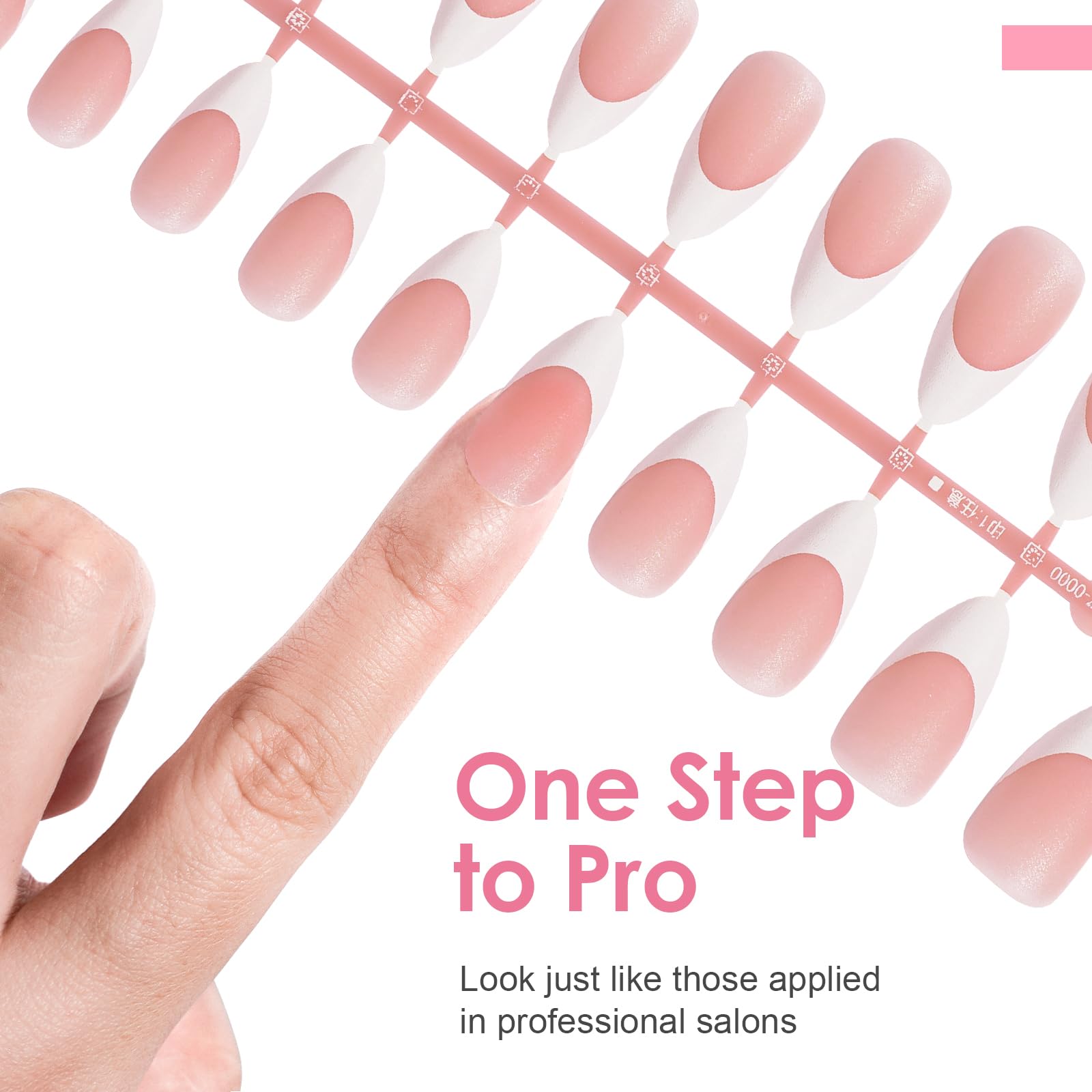 Canvalite French Tip Press on Nails Gel Nail Tips - 300Pcs Pre-Colored Quick and Easy Press on Nails Almond Fake Nails with Designs DIY Nail Extensions, Nude White
