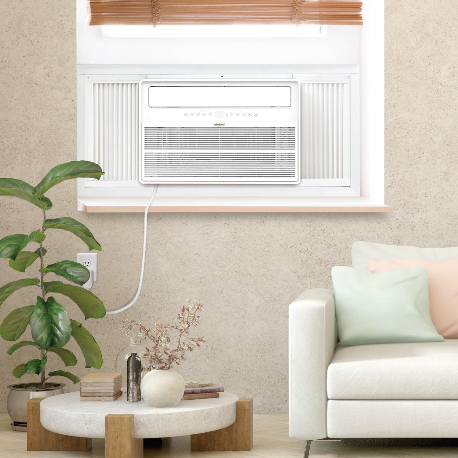 Whirlpool 18,000 BTU Window Mounted Inverter Air Conditioner with Quiet, High Efficiency Operation and Remote, Window AC Unit for Apartment, Living Room, Bedroom, Large Rooms up to 1000 Square Feet