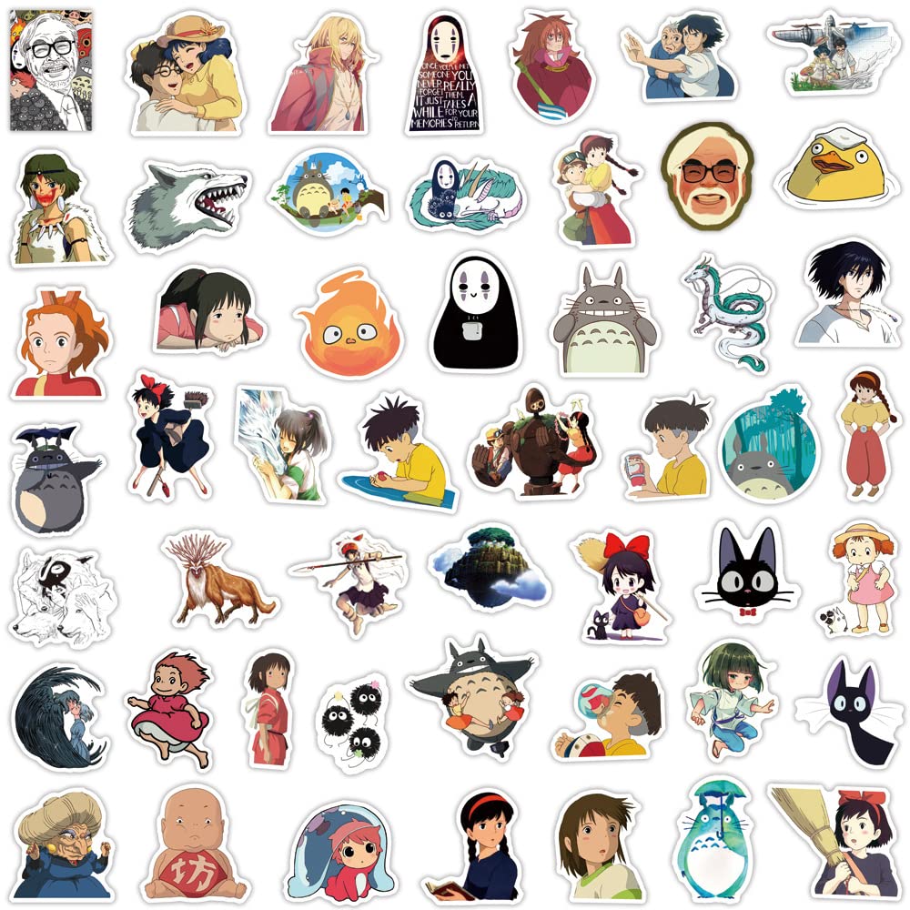100PCS Cartoon Anime Miyazaki Hayao Stickers for Laptop,Studio Ghibli Anime Vinyl Movie Stickers for Water Bottle, Phone，Hard Hat，Skateboard，Scrapbooking，Gifts for Kids/Adults