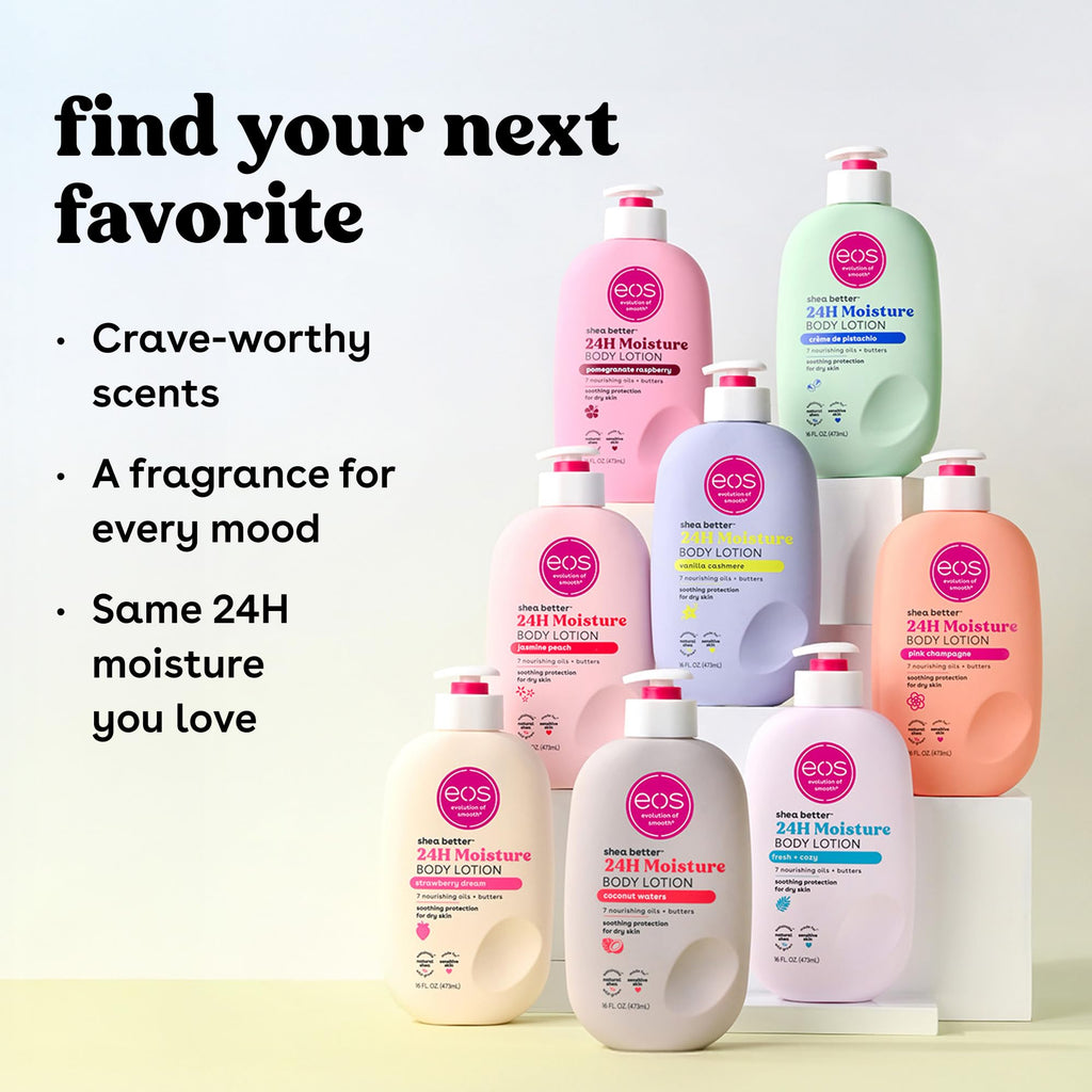 eos 24H Moisture Travel Body Lotion- Fresh & Cozy, Travel Size Essential, Toiletries, Mini Body Lotion, 2.5 fl oz