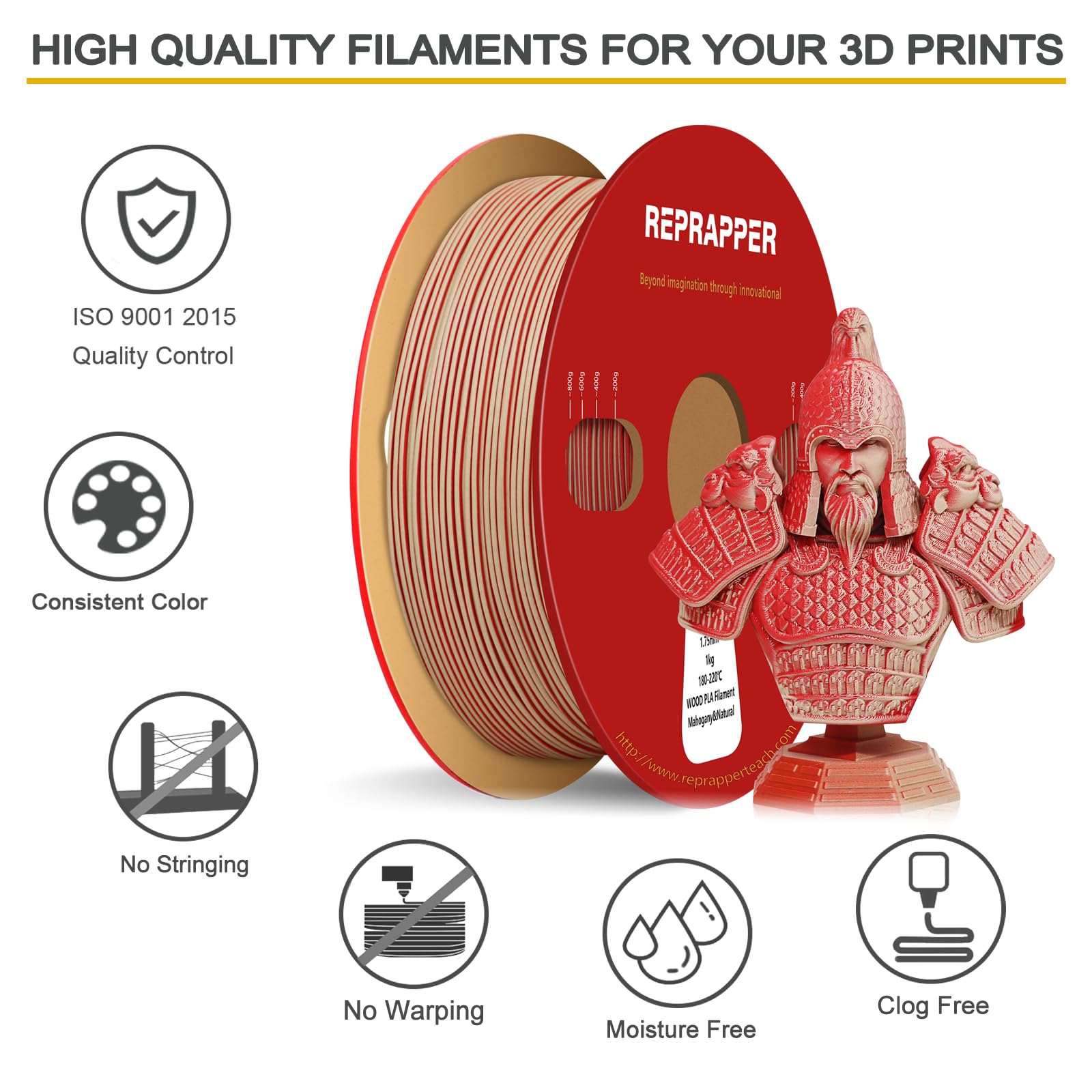 RepRapper PLA Filament, Multicolor Glitter Sample Pack, Shiny Galaxy Silk PLA1.75MM for 3D Printer, Glow in The Dark Sparkle Laser Series 3D Printer Filament, 250g*4