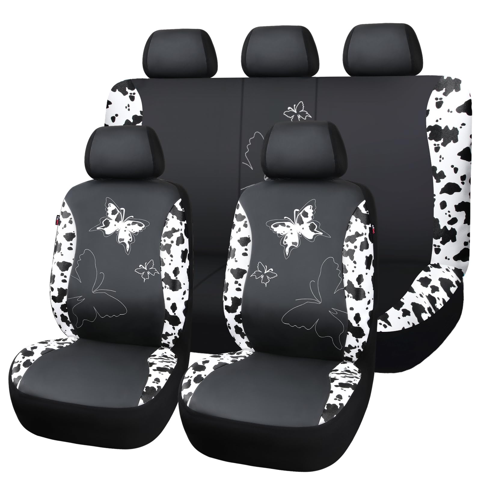 Flying Banner Butterfly car seat Covers ful Set Fashion Universal Lady Woman Female Rear Bench Split Colorized (2 Fronts, Mint Blue)