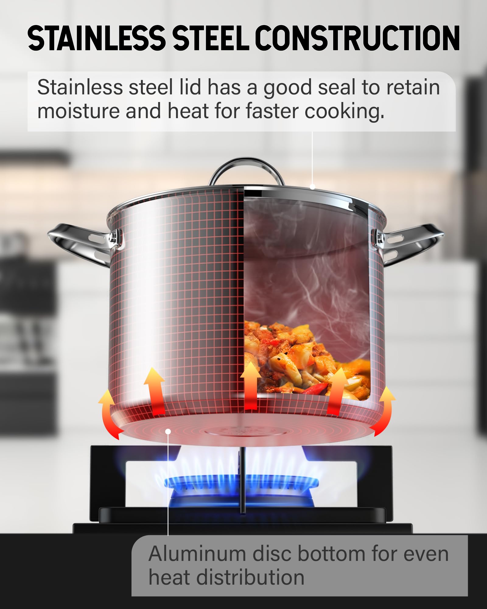 Cooks Standard Classic 6 Quart Stock Pot with Lid, Stainless Steel Dutch Oven