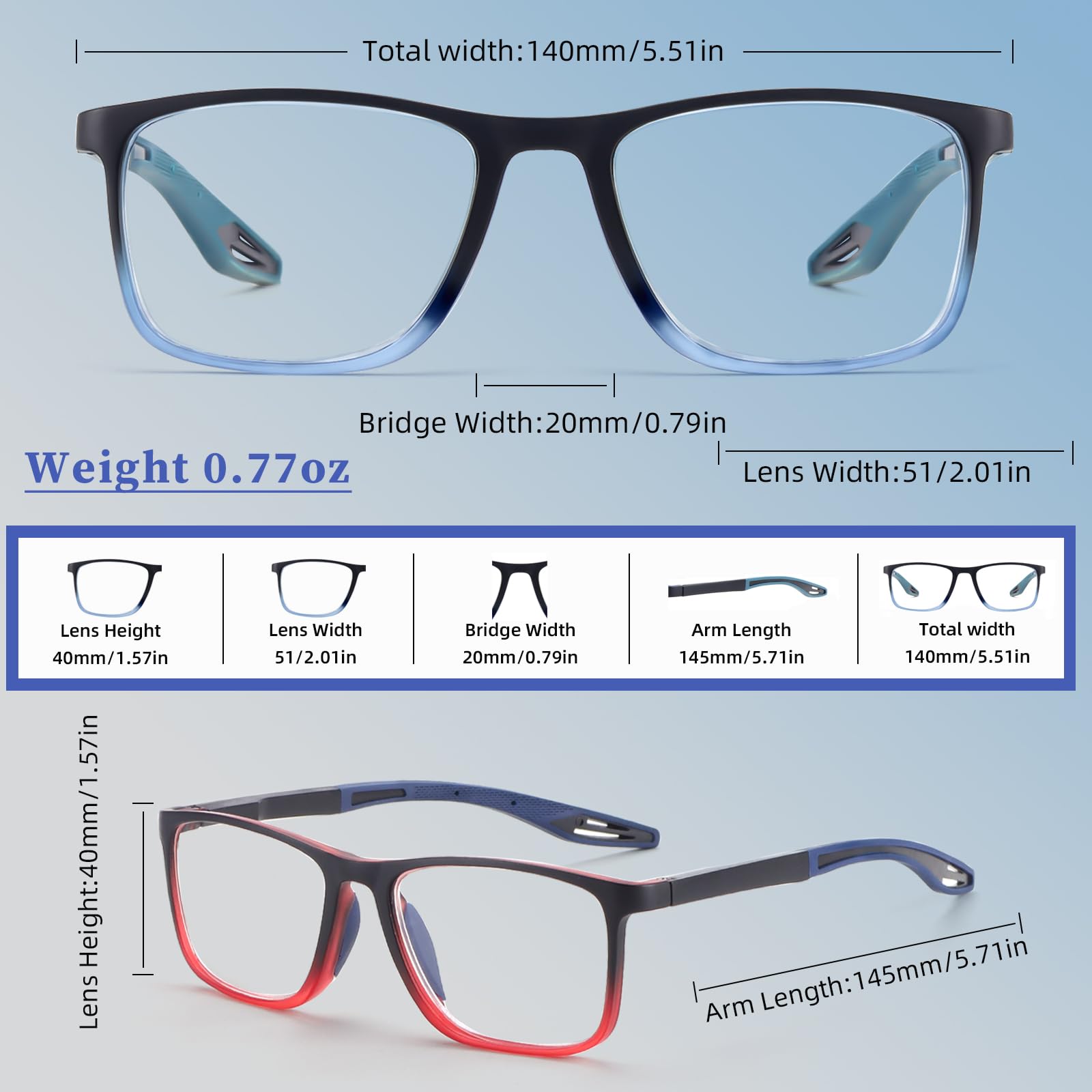 BLOEXCLU 4 Pack Progressive Multifocus Reading Glasses for Men Women TR90 Sports Style Anti-Blue Light Computer Readers