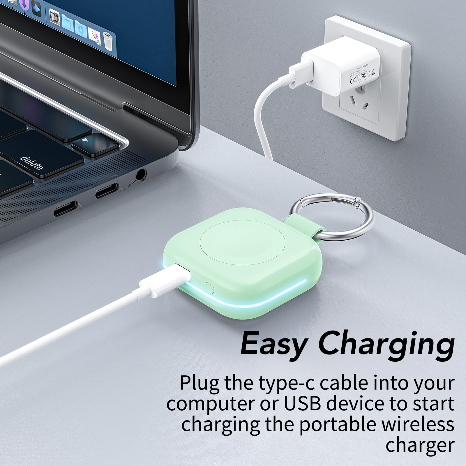 HUOTO Portable Charger for Apple Watch,Wireless Magnetic iWatch Charger 1200mAh Power Bank Travel Keychain Accessories Smart Chargers for Apple Watch Series 11/10/9/8/7/6/SE/5/4/3/2/1/UItra/UItra 2