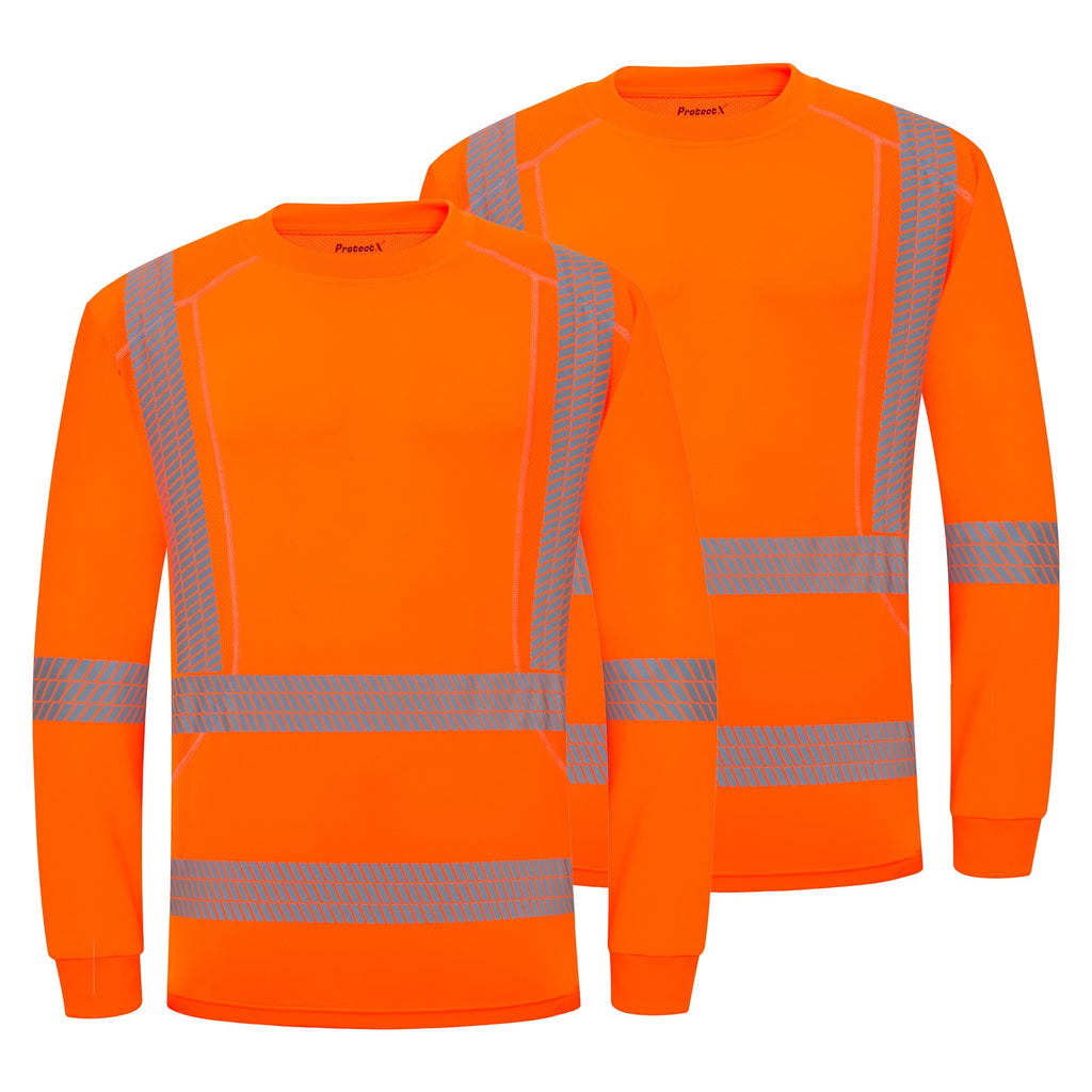 ProtectX High Visibility Long Sleeve Shirts Reflective Hi Vis Safety Shirt for Men Women Class 2-3 Construction Shirt 1 Pack