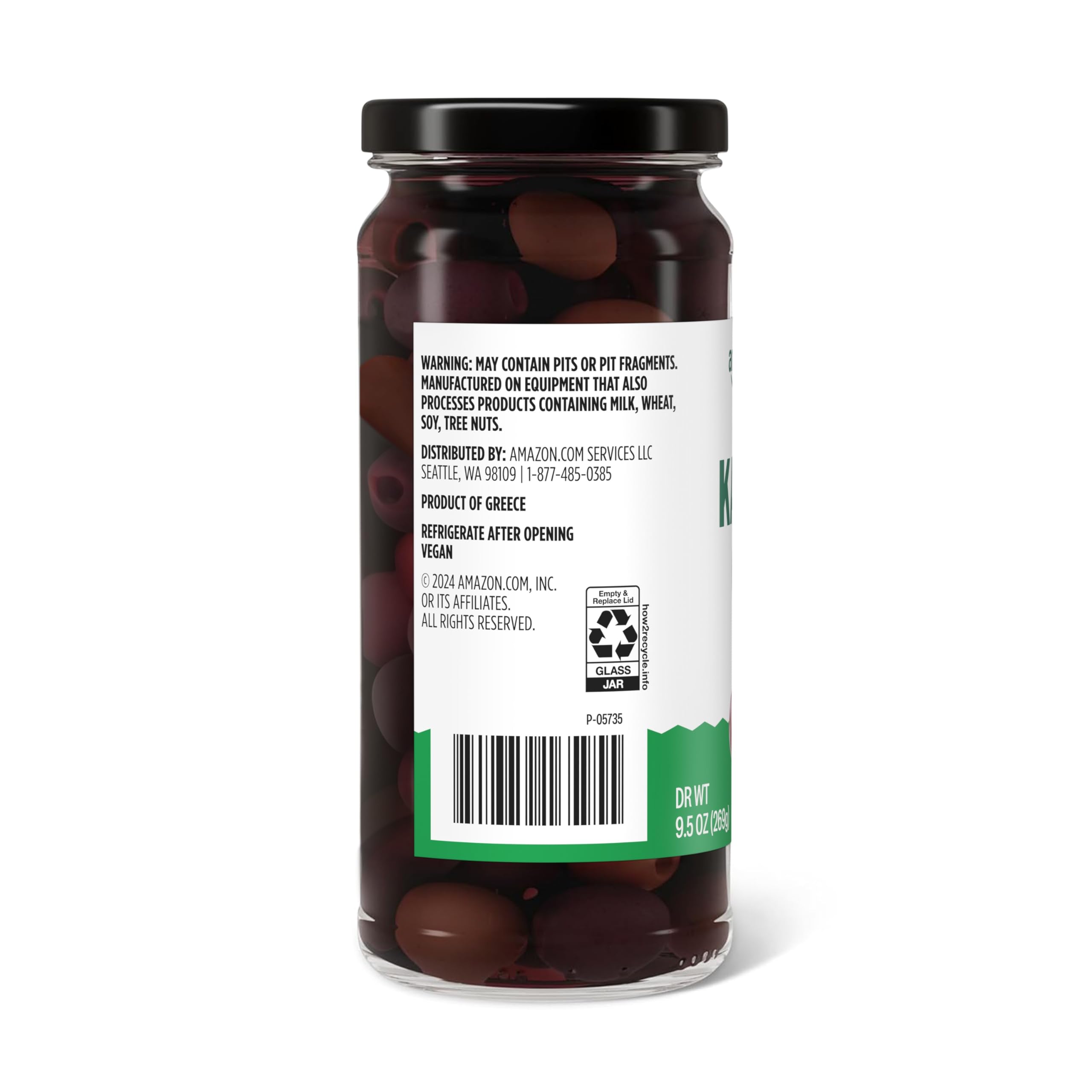 Amazon Grocery, Pitted Ripe Olives, Large, 6 Oz