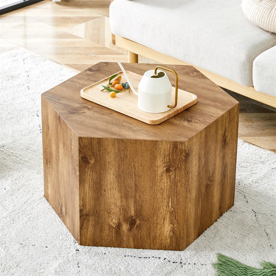 Round Coffee Table, 23.6" Modern Grey Faux Marble Drum Coffee Table, Round Accent Center Table for Living Room Apartment Small Spaces, No Assembly Required