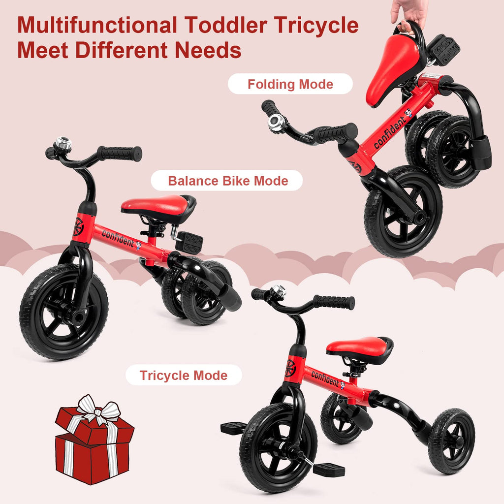 XPIY Tricycle for Toddlers Age 2-5 Years Old, 3 in 1 Folding Toddler Bike for Boys and Girls, Kids' Bike Trike with Detachable Pedal and Adjustable Seat (Blue)