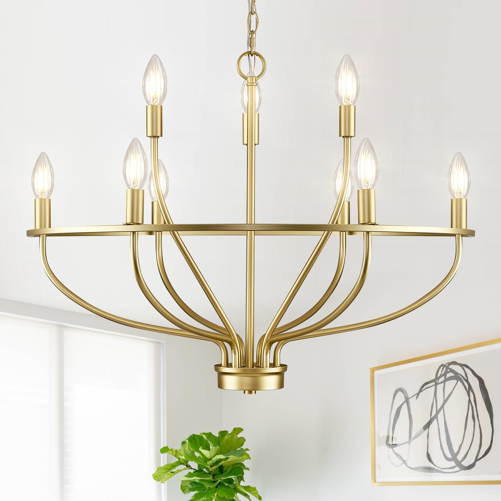 Black Chandelier 6-Light Dining Room Chandelier Kitchen Chandeliers Over Table Round Living Room Chandelier Light Fixture for Bedroom, Kitchen, Foyer