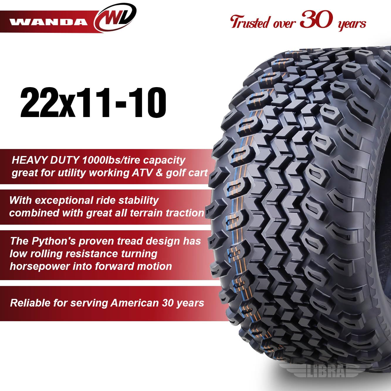 WANDA 18X9-10 Golf Cart ATV Tires 4 Ply 18X9x10 -Set 4-14050
