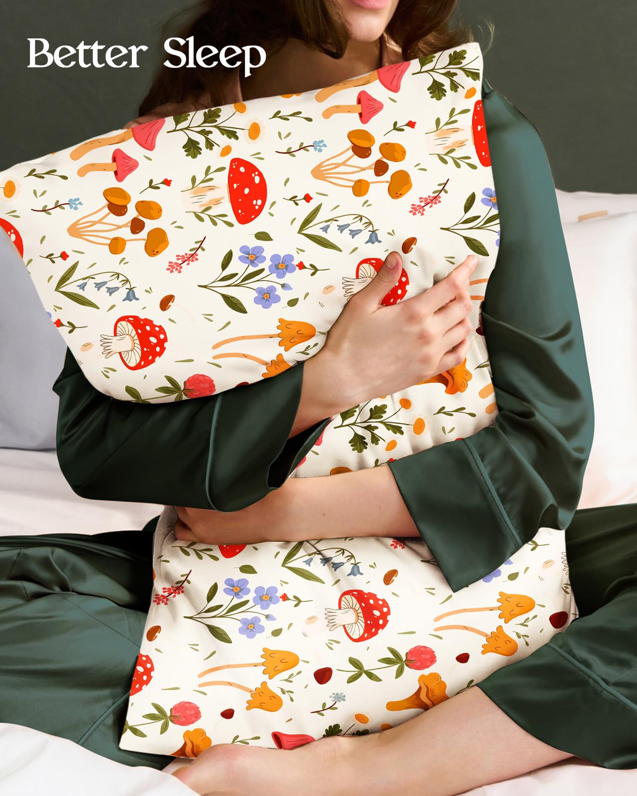 Miss Adola 2 Pack Mulberry Silk Pillowcase for Hair and Skin - Standard Size 20 x 26 Inches with Hidden Zipper Beige Flower 19 Momme Soft Sleeping Silk Pillow Case for Women, Moms