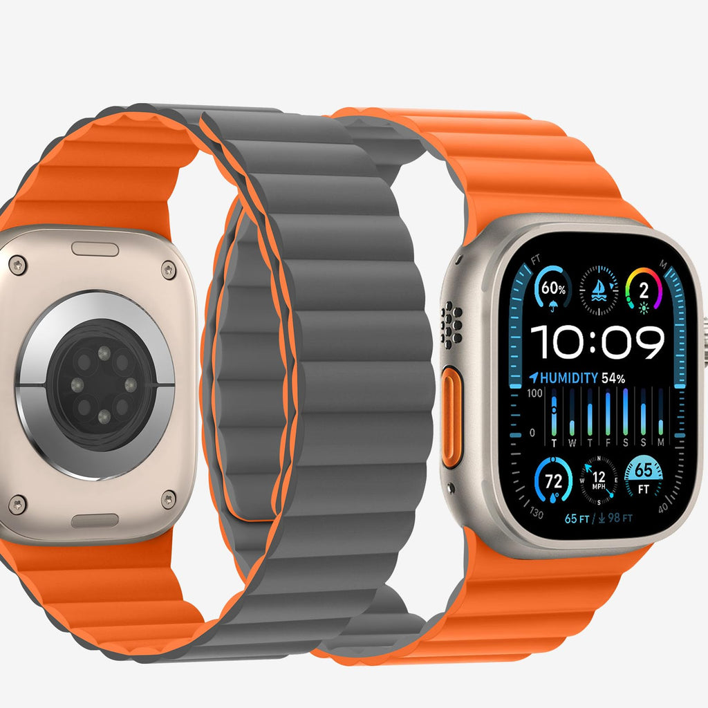 Bisikor Compatible with Apple Watch Band 49 46 45 44 42 41 40 38mm, Double Sided Wearable Silicone Magnetic Strap for iWatch Ultra SE Series 11 10 9 8 7 6 5 4 3 2 1 (38/40/41/42, Beige/Gray)
