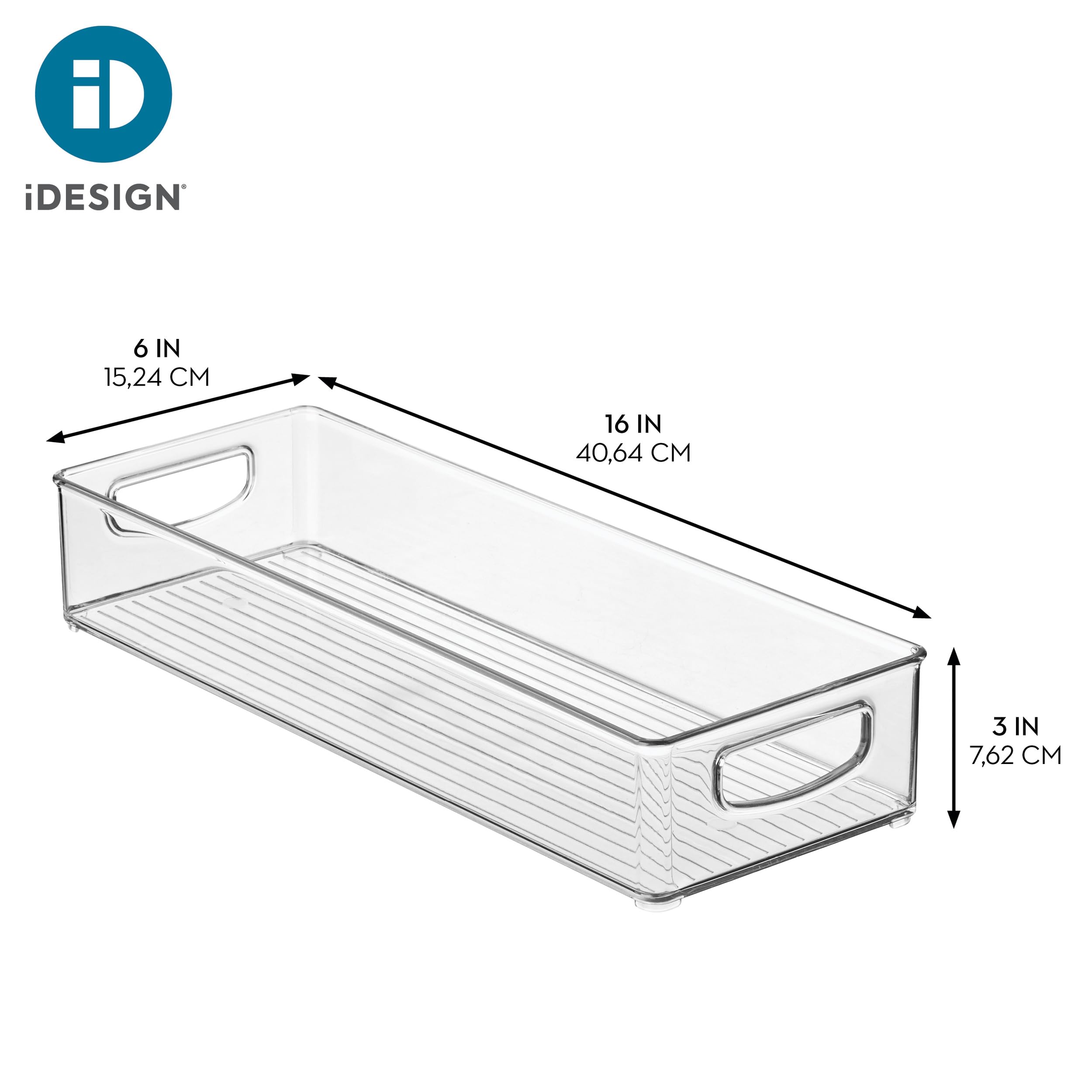 iDesign Slim Extra Long Clear Storage Bin | Narrow, Stackable, Kitchen or Pantry Organizer