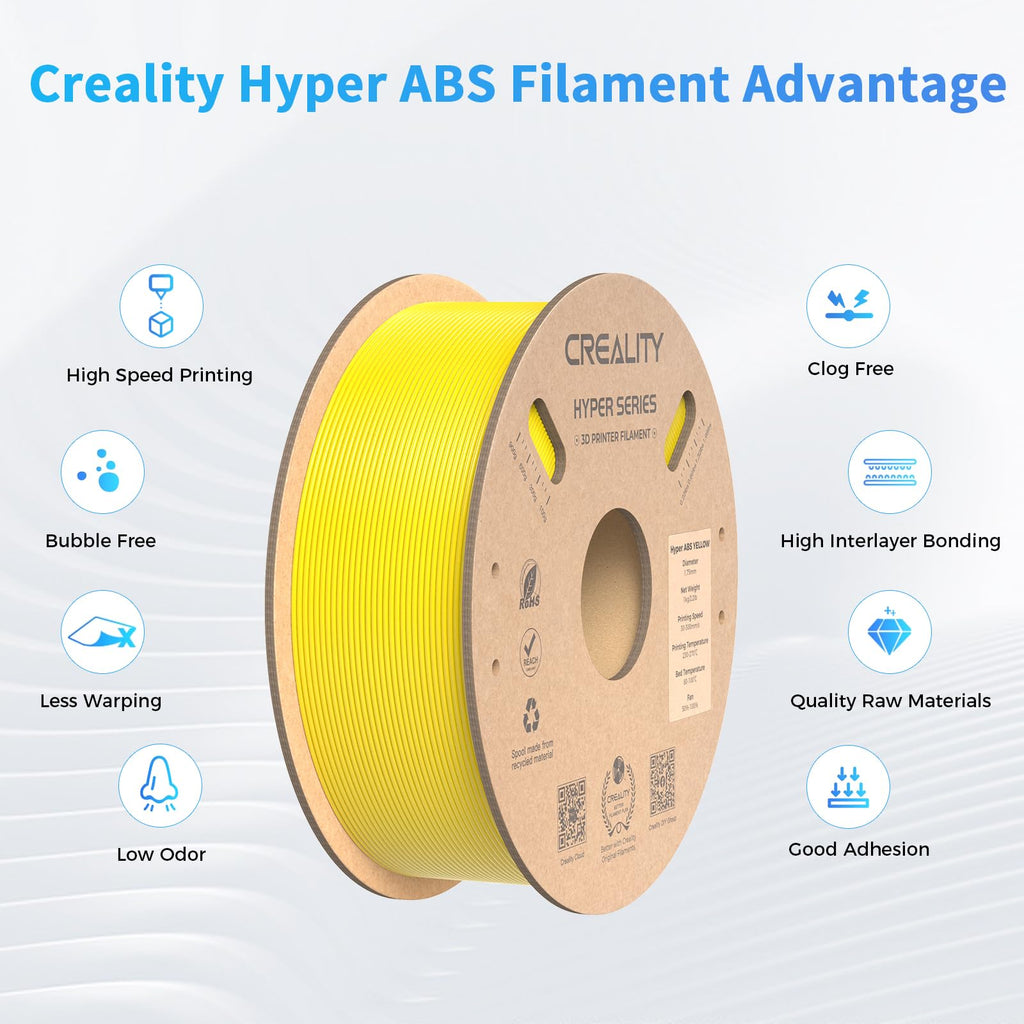 Creality Hyper ABS Filament, Official 3D Printer Filament ABS 1.75mm for Up to 300mm/s High-Speed Printing Convenient Open Printing Material, 1kg(2.2lbs) Spool Fit Most 3D Printer(Black)