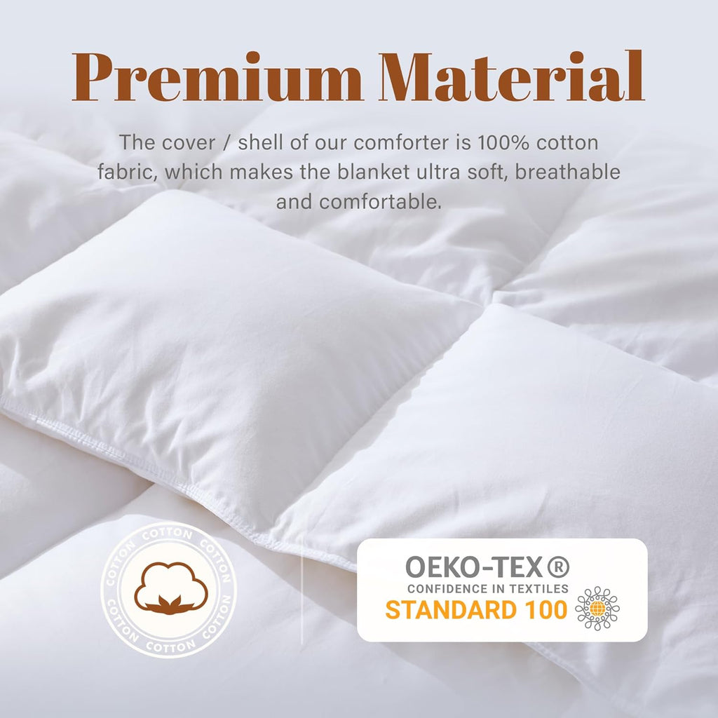 Cosybay Full Feather Down Fiber Comforter - Ultra Soft 100% Cotton Duvet Insert, All Season Hotel Luxury Bedding with Corner Tabs, 82"x86"