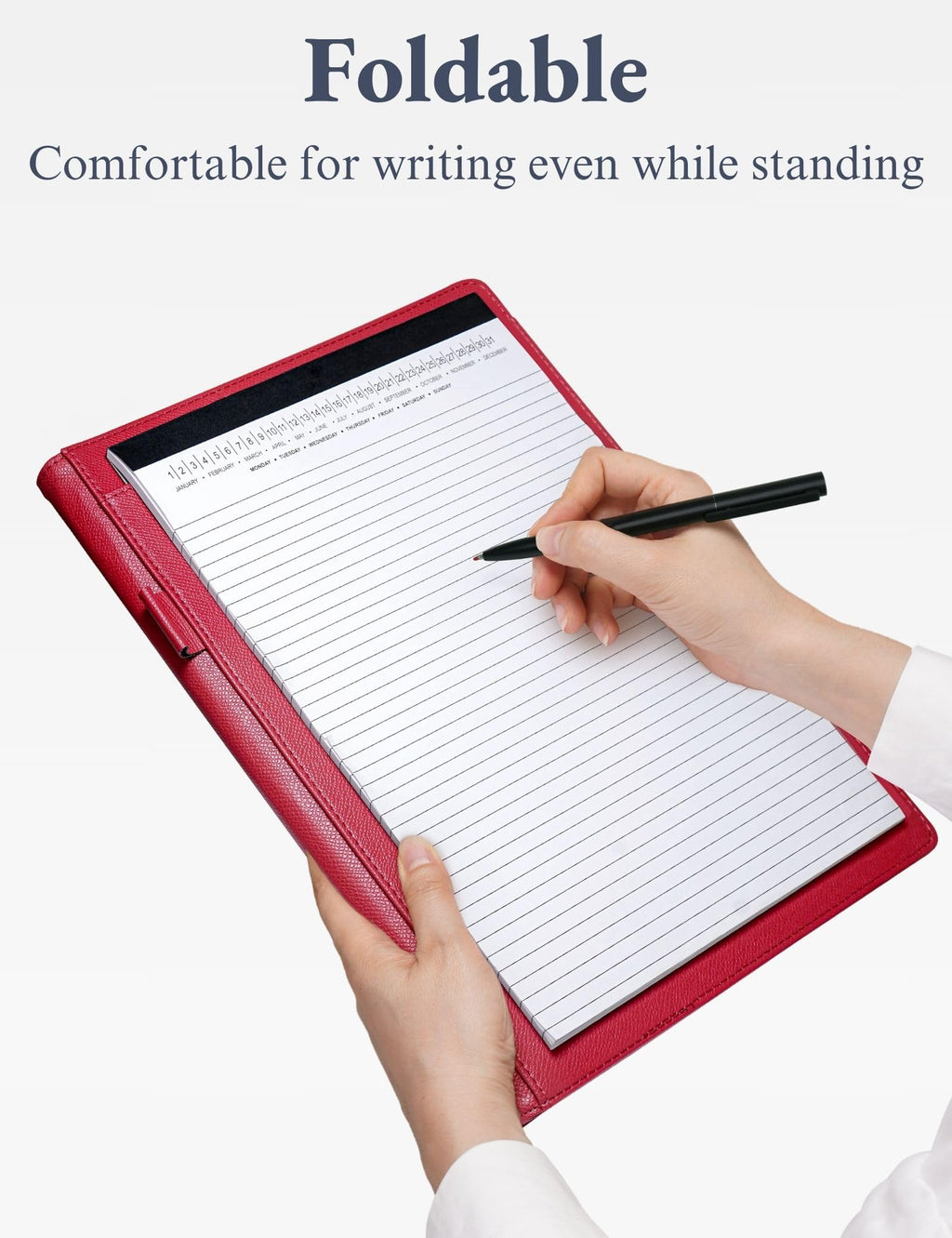 Padfolio Portfolio Resume Folder with Pocket, Premium Faux Leather Interview Writing Legal Pads Document Organizer Portfolio with Business Card Holder (Black)