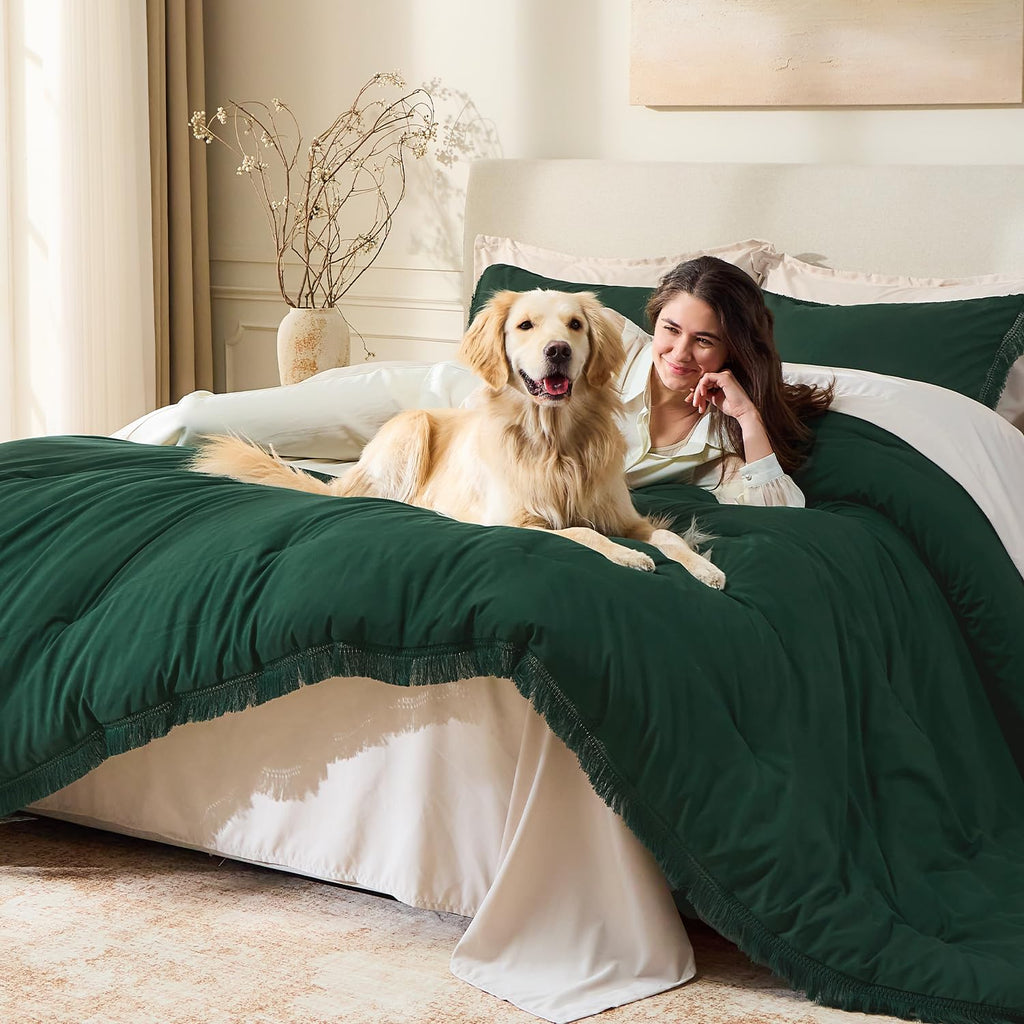 Andency Comforter Full Size Set Burnt Orange, 3 Pieces Boho Terracotta Winter Lightweight Bedding Comforter Sets, All Season Rust Tassel Bed Set (79x90In Comforter & 2 Pillowcases)
