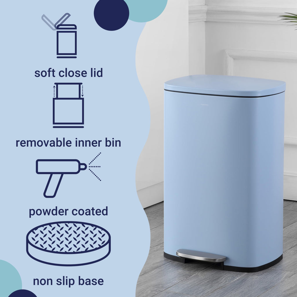 happimess HPM1006B Connor Rectangular 13-Gallon Trash Can with Soft-Close Lid and Free Mini Trash Can, Fingerprint Resistant, Modern, Minimalistic for Home, Kitchen, Office, Bathroom, Black