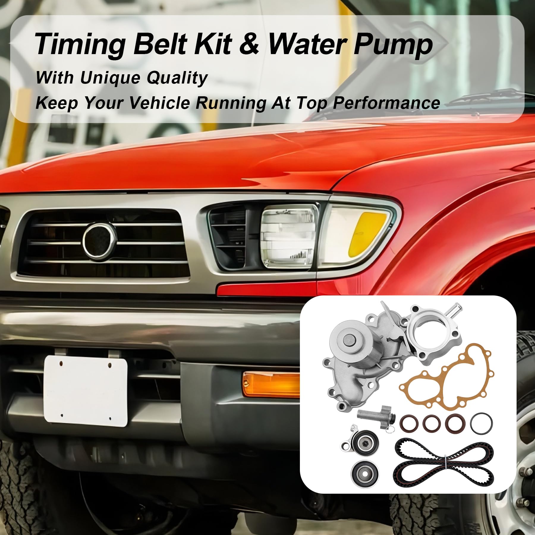 Engine Timing Belt Kit with Water Pump | Compatible With 1987-2001 Toyota Camry Celica RAV4 MR2 Solara 2.0L 2.2L 3SFE 5SFE L4 DOHC 16V | Replaces# TBK138, TCKWP199