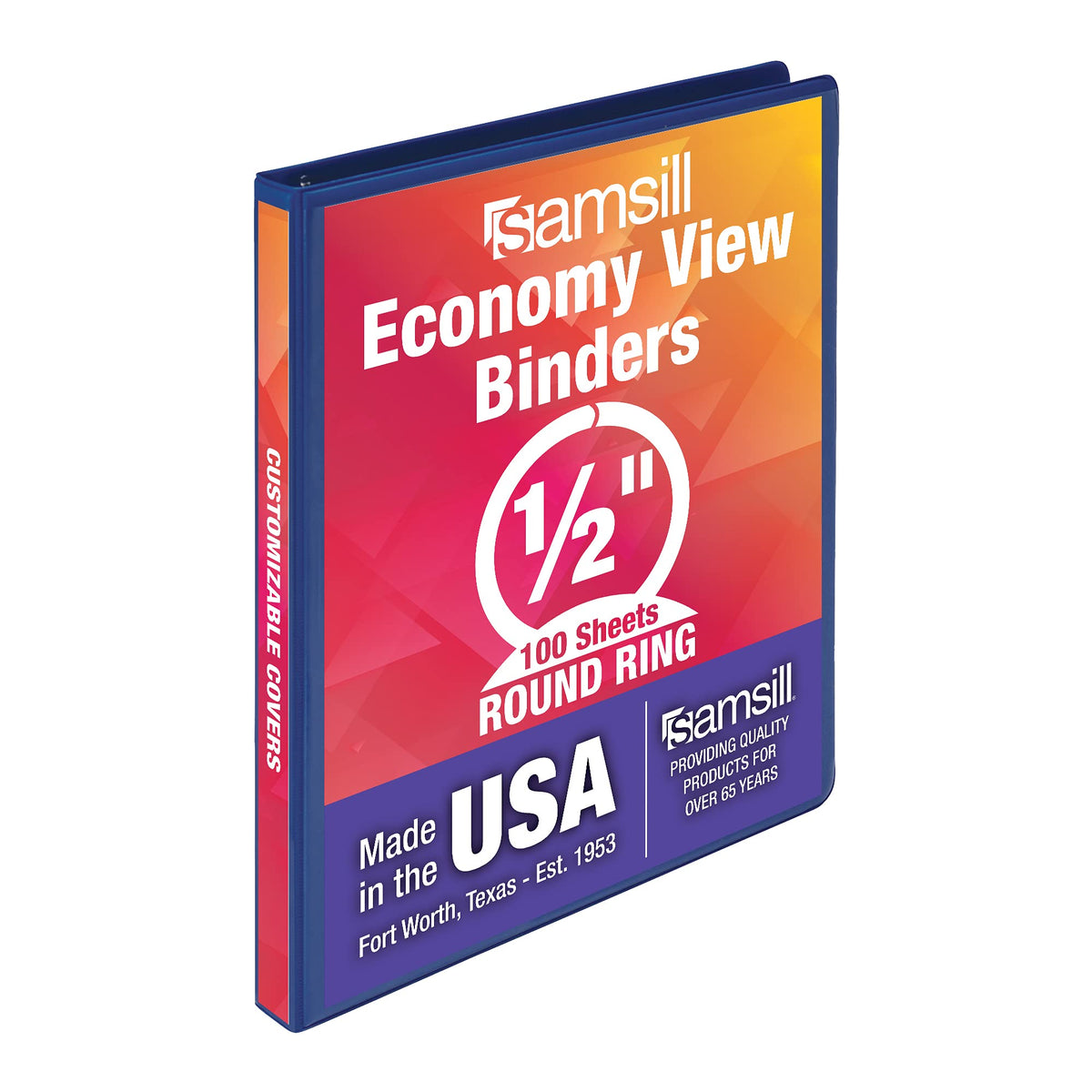 Samsill 1 Inch 3 Ring Binders, Economy Round Ring, Clear View Cover, 200 Sheet Capacity - for School, Home, Office - Blue, 4 Pack