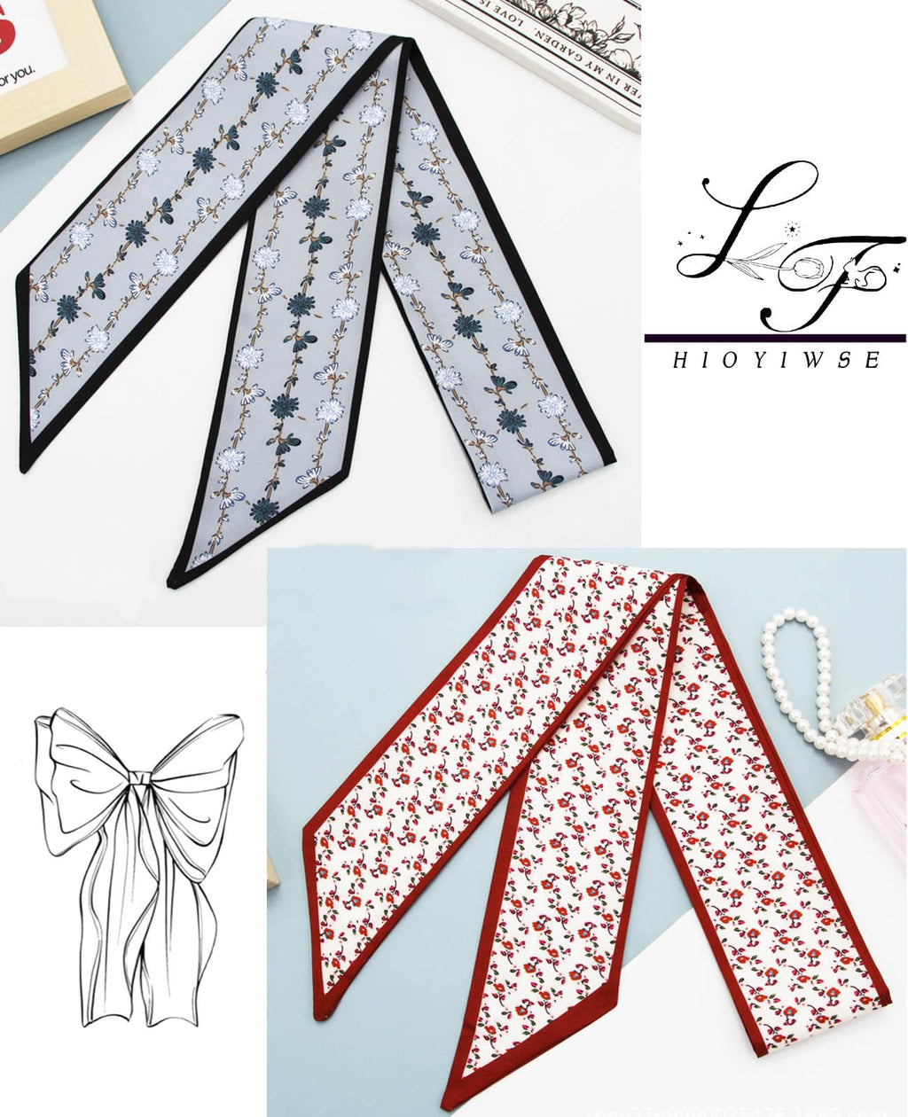 Hioyiwse Purse Scarf Handbags For Women Skinny Hair Neck Accessories Scarves With Bag Scarfs Handle Fashion Lightweight