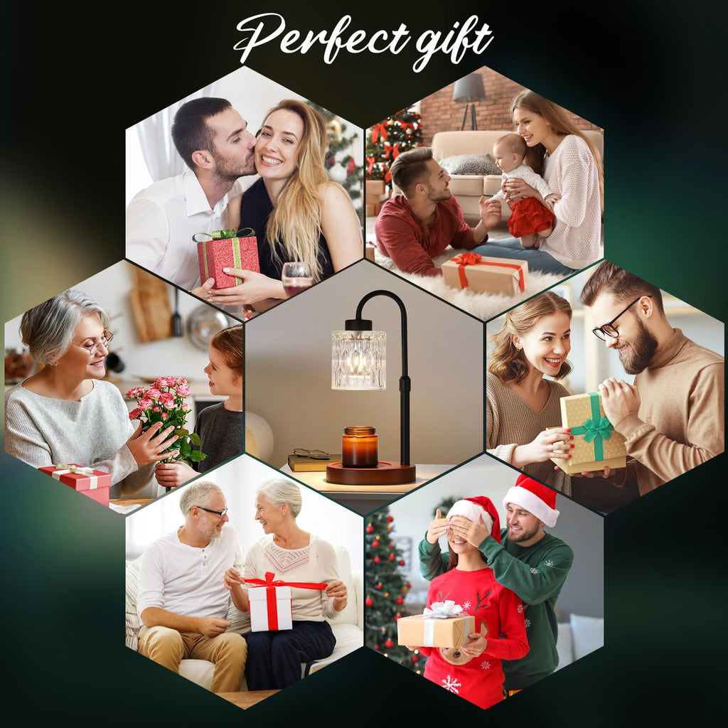 MEIXISUE Candle Warmer Lamp with Timer and Dimmer,Electric Amber Light Gifts for Women Melt Wax Warmer Lamp with 2 Bulbs for Candle Jars House Warming New Home Decor