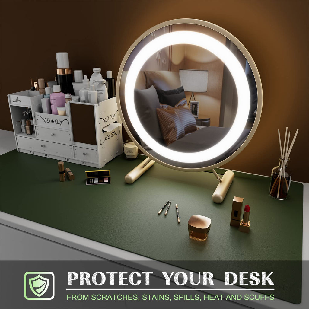 K KNODEL Small Office Leather Desk Mat, Mouse and Keyboard Pad, Computer and Laptop Mat, Desktop Protector and Cover, Writing Pad and Blotter (23.6"x13.8", Black)