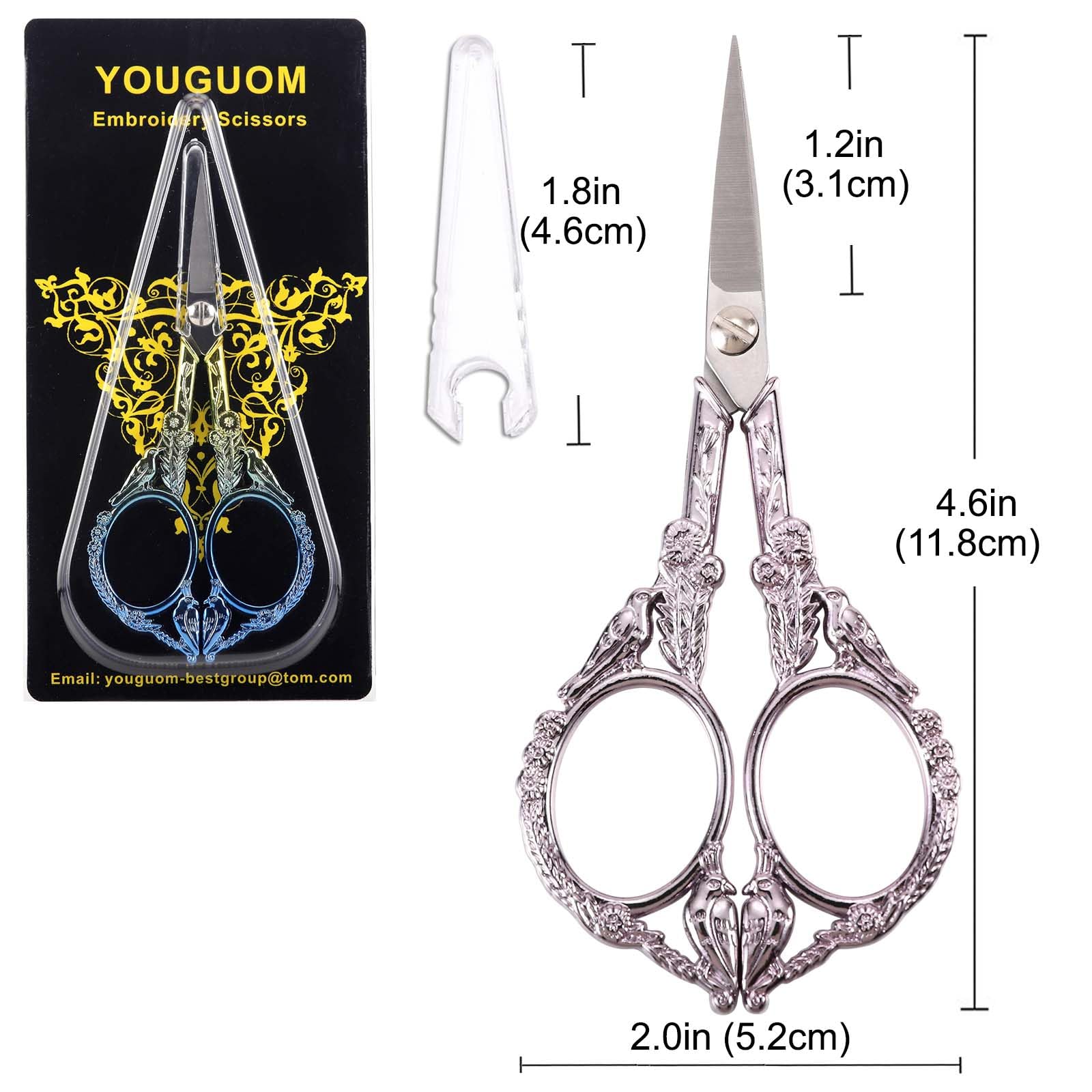 YOUGUOM Small Craft Scissors, Little Travel Sharp Embroidery Scissors All Purpose, Straight Tips Mini Sewing Shears, Precision Detail Thread Cutting Snips