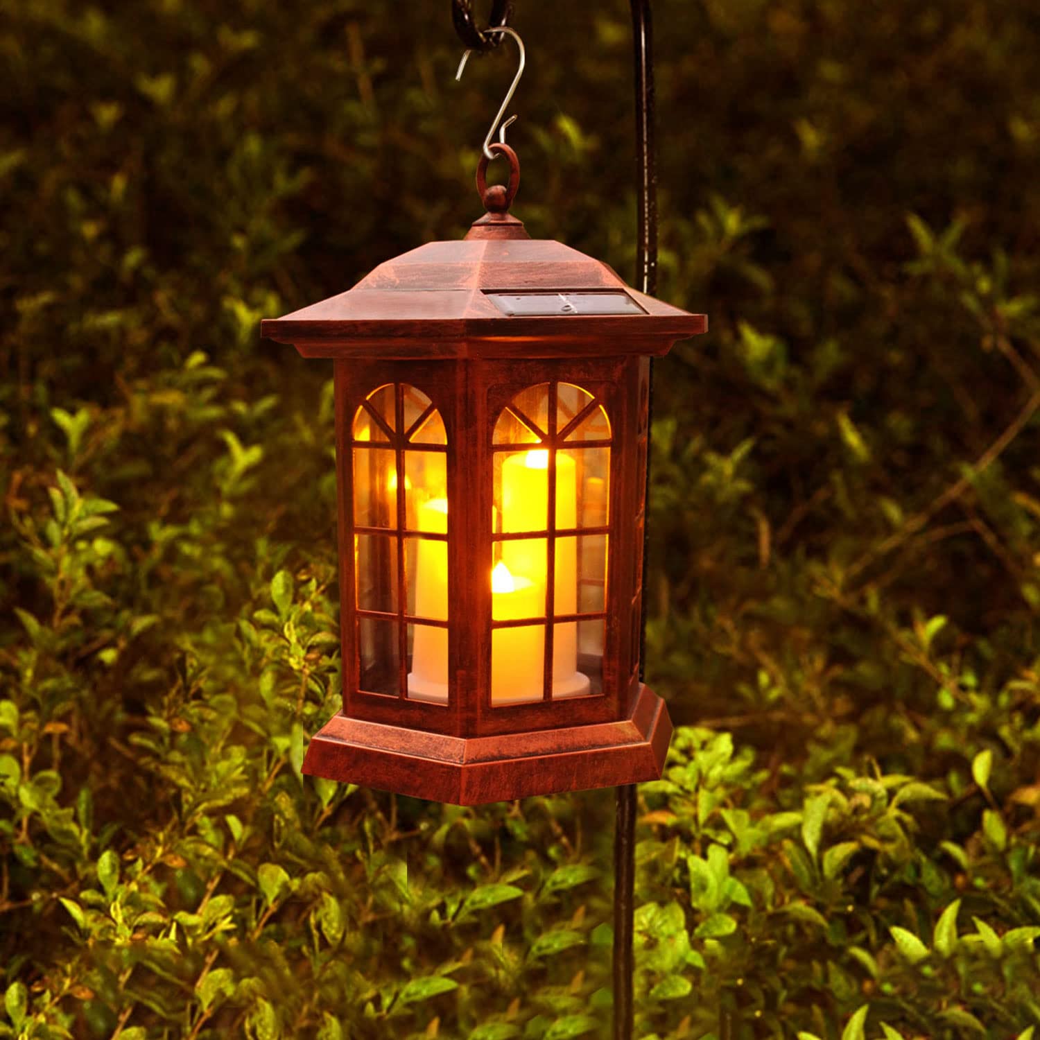 Solar Lantern Outdoor, Outdoor Hanging Candle Lanterns LED Lights - PVC Waterproof Solar Lights Decorative Lantern Lights for Table,Outdoor,Party…