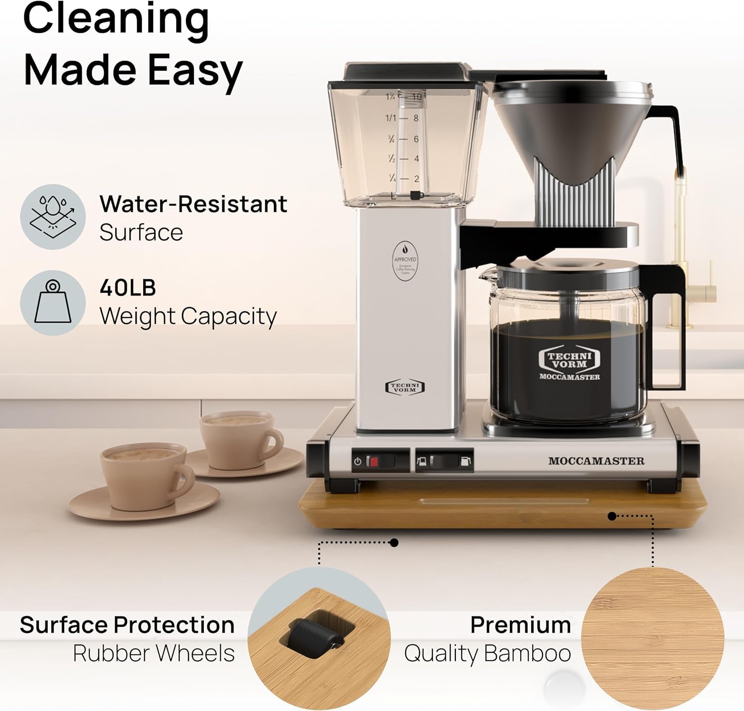 Ibyx Premium Bamboo Mixer Slider for KitchenAid 4.5-5 Qt Tilt-Head Stand Mixer - Food-Grade Appliance Slider Mat for Kitchen Countertop Storage Accessories (Black)