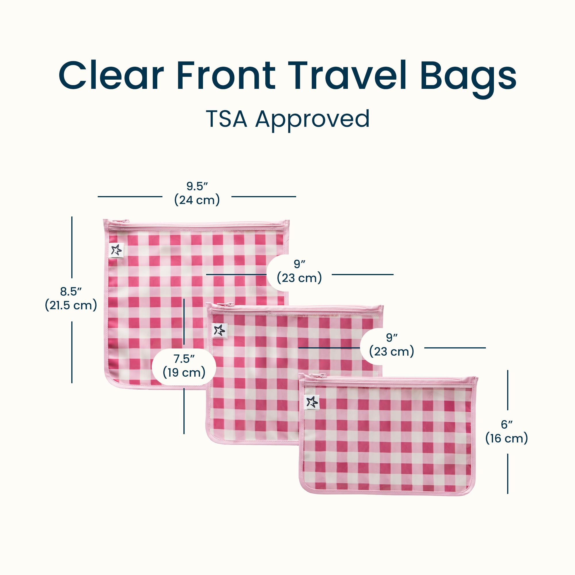 Tiny Twinkle Diaper Bag Organizing Pouches|3 Pack Mess-Proof Clear Front Travel Organizer Bags&TSA Approved Toiletry Bag Set for Baby and Mom Essentials