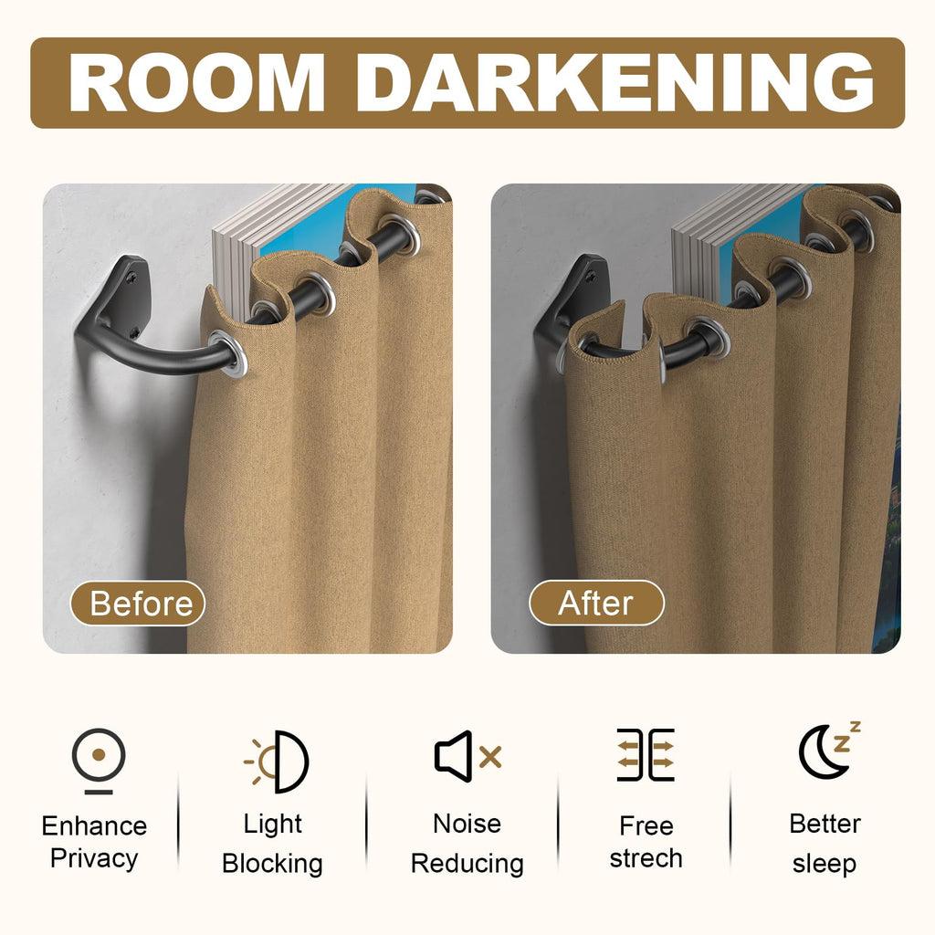 GXOACKJ Black Wrap Around Curtain Rods for Windows 28 to 48 inch, 5/8 inch Industrial Telescoping Blackout Curtain Rods for Bedroom & Outdoor