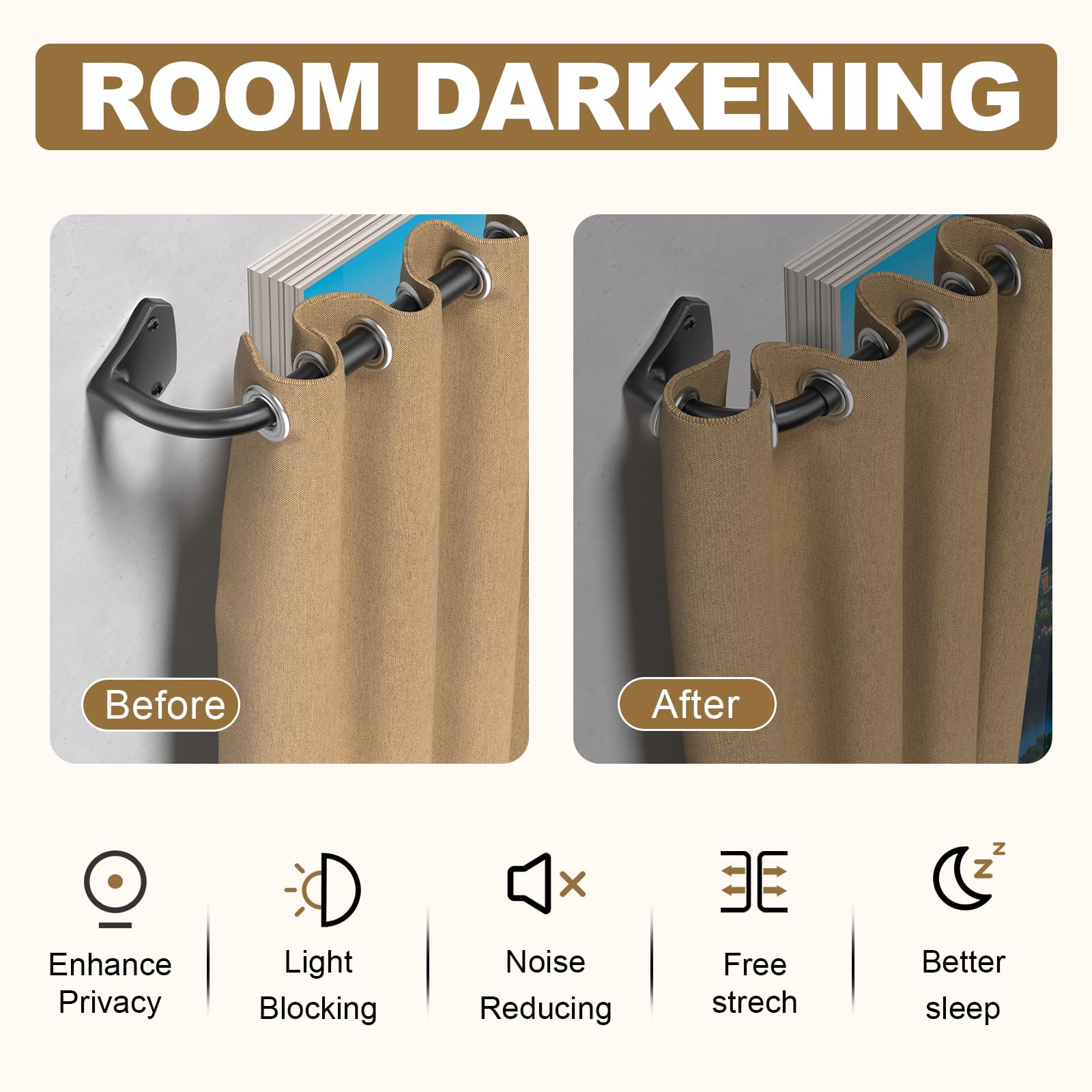 GXOACKJ Black Wrap Around Curtain Rods for Windows 28 to 48 inch, 5/8 inch Industrial Telescoping Blackout Curtain Rods for Bedroom & Outdoor