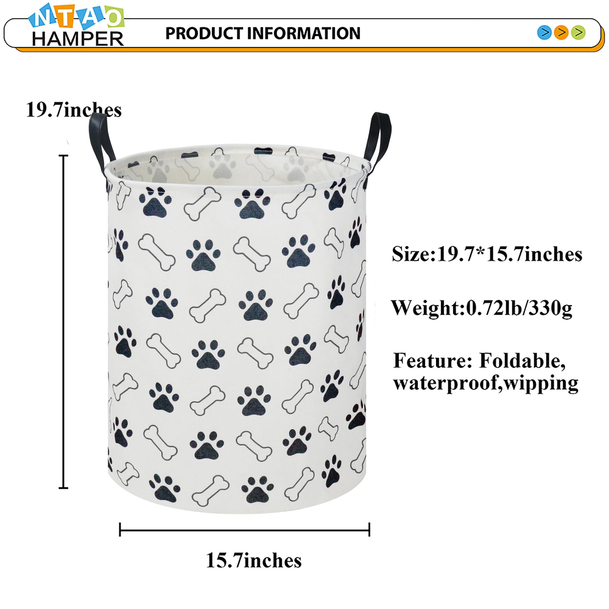 NTAOHAMPER Laundry Hamper, Laundry Basket, Waterproof Storage Bin for Bedroom, Clothes Organizer Basket, Books Box, Room Decor(Animal)